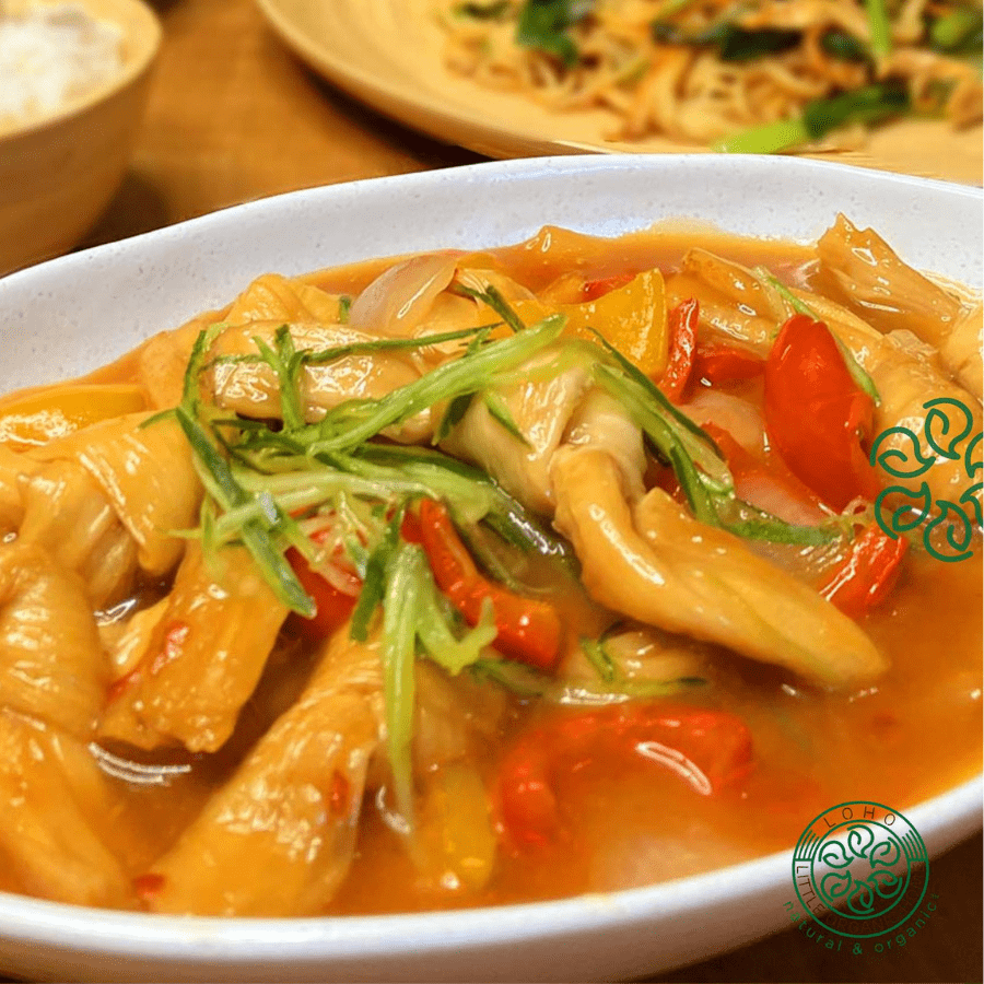 Váng đậu tươi nơ sốt chua ngọt