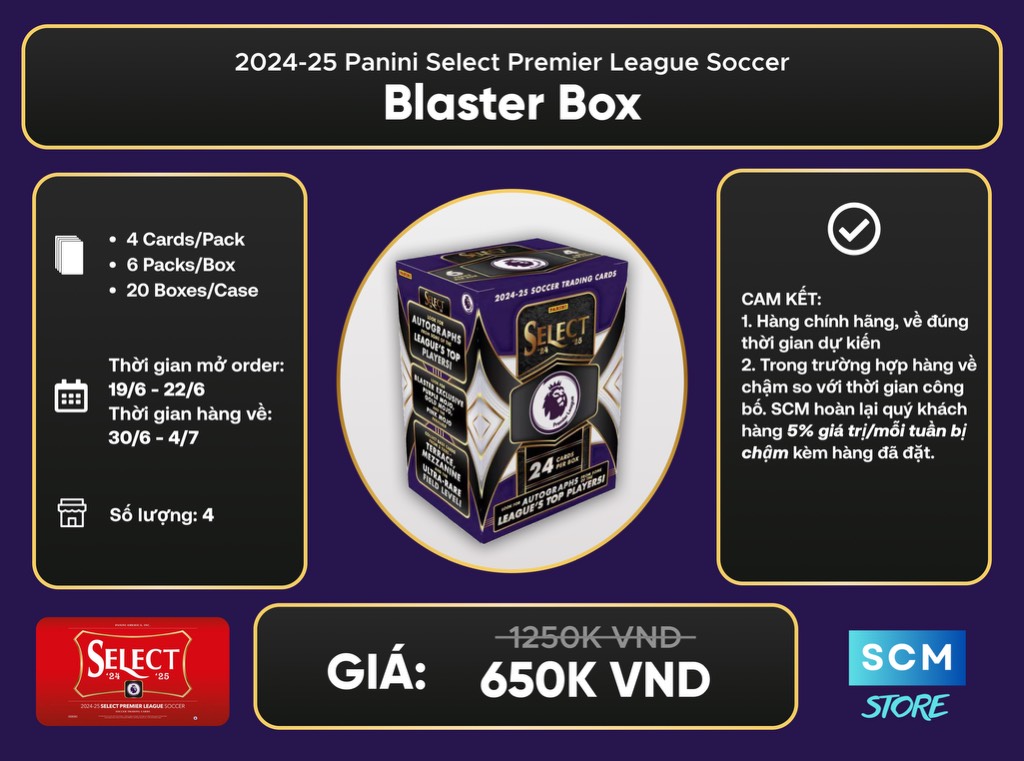 PRE ORDER PANINI SELECT EPL 2024/25 BLASTER BOX ( HÀNG VỀ 30/6 - 4/7 )