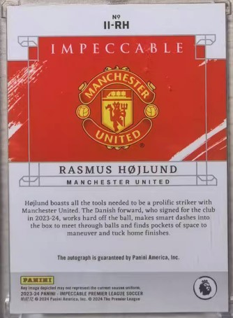 HOJLUND IMMACULATE ON-CARD AUTOGRAPH /99 MANCHESTER UNITED MU TLO