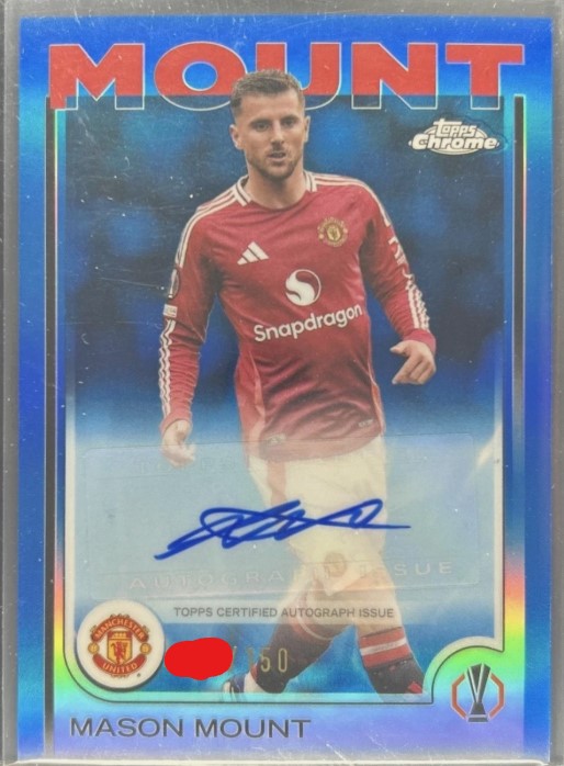 2024-25 Topps Chrome UEFA Mason Mount Auto Blue Refractor #/150 Man U MU AUTO TLO