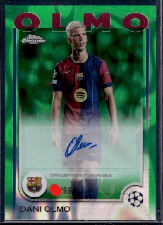 2024-25 Topps Chrome UEFA Dani Olmo Auto Green Lava Refractor #/99 Barcelona BARCA TLO