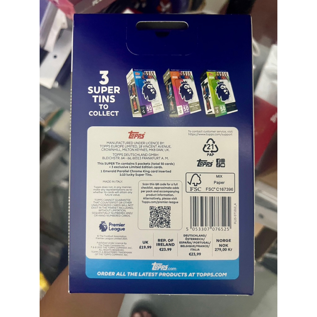 Hộp thẻ cầu thủ Topps Premier League Super Tin 2025/26