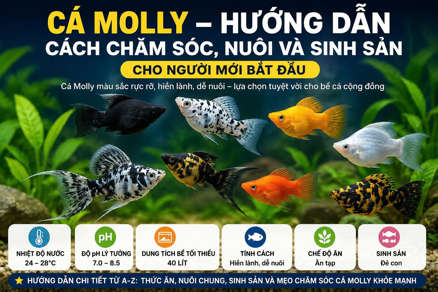Nuôi Cá Molly - Hướng Dẫn Chi Tiết Cách Chăm Sóc Cá Molly Cho Người Mới Bắt Đầu
