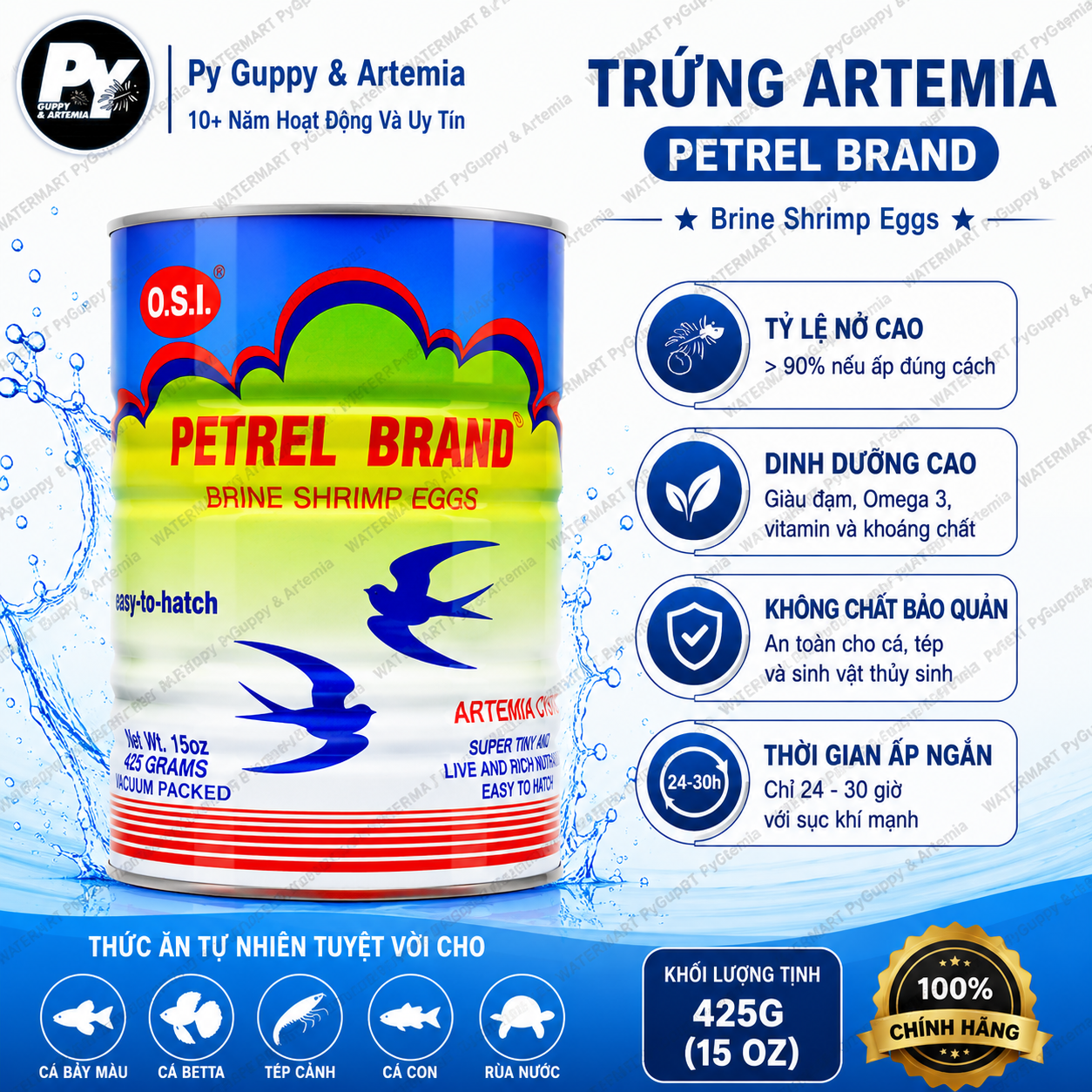 Artemia mỹ OSI con én chính hãng ( đáy đỏ, TLN 95% )
