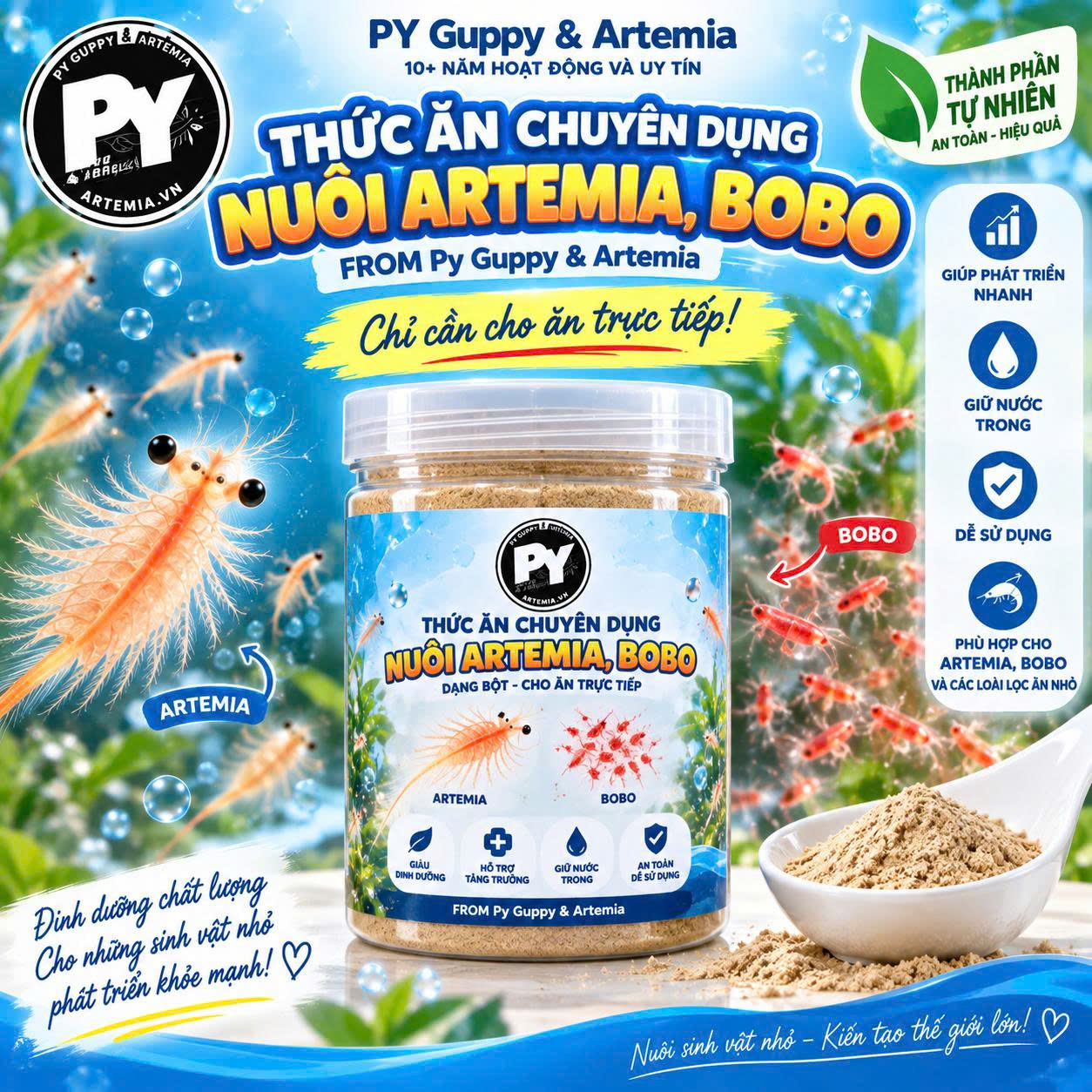 Thức ăn chuyên dụng nuôi Artemia, bobo FROM Py Guppy & Artemia