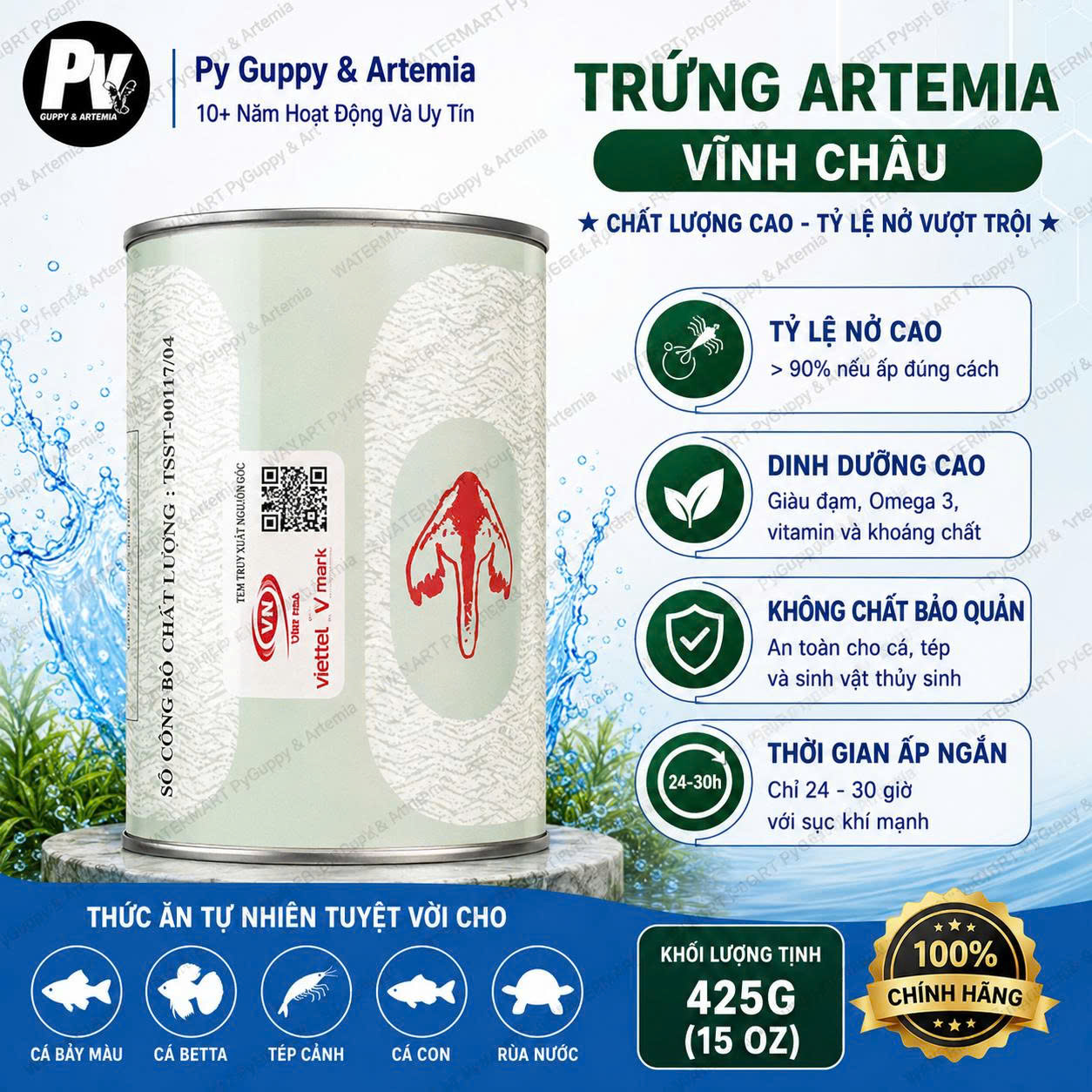 Trứng Artemia vĩnh châu - CHẤT LƯỢNG thế giới ( TLN 99% )