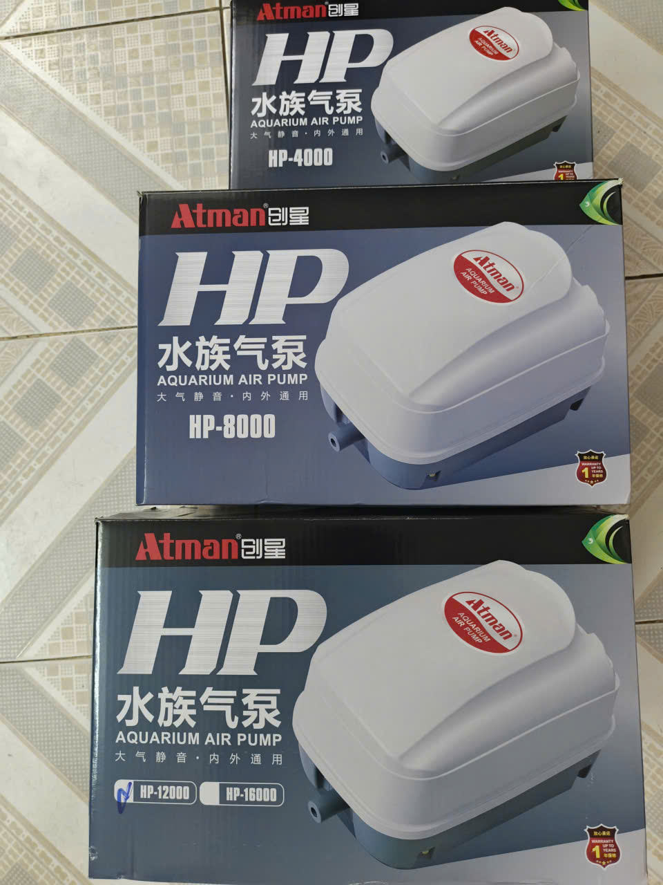 Máy sục khí công suất lớn, siêu êm, độ bền cao máy Atman HP – 4000 / 8000 / 12000 / 16000