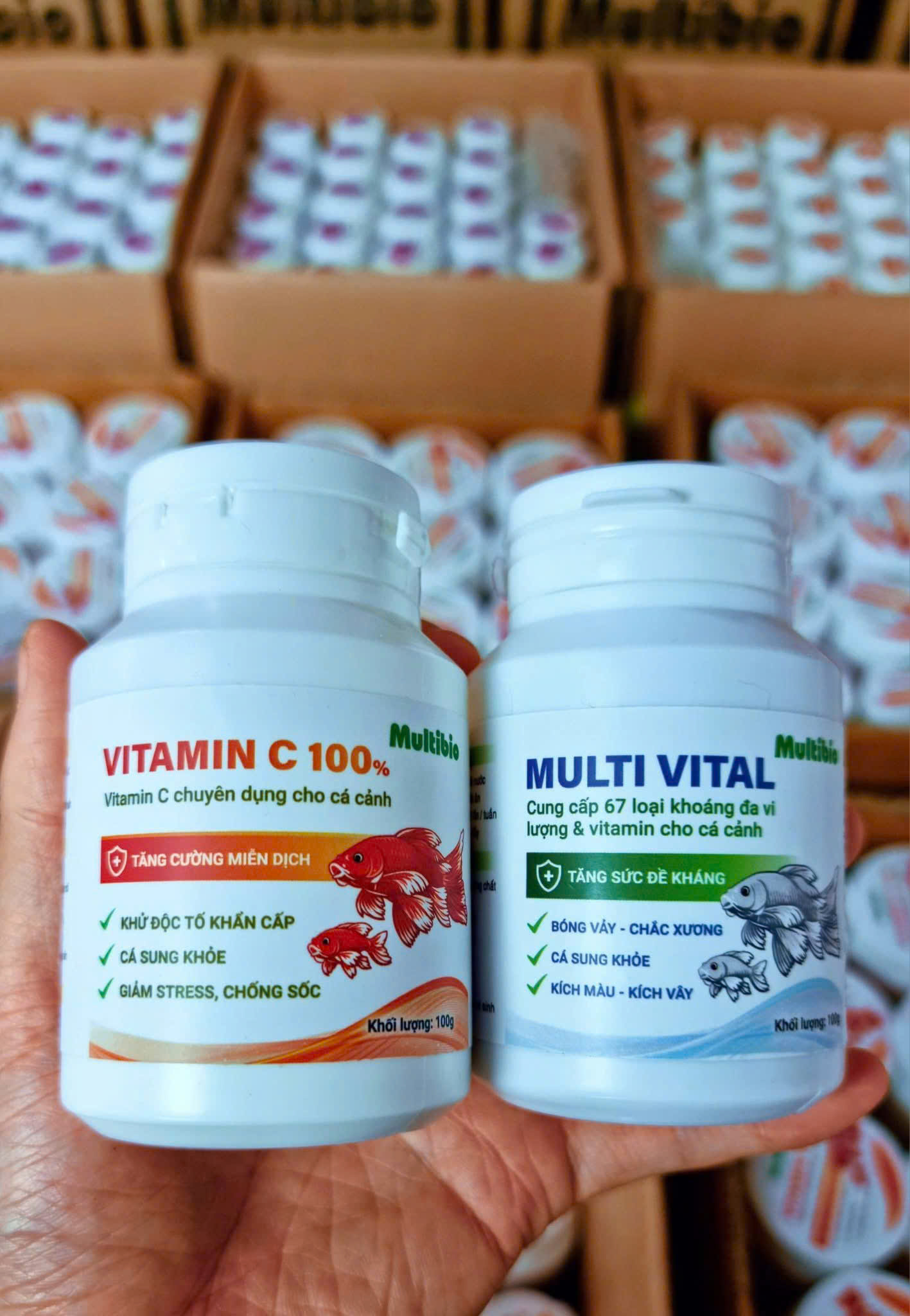 🐠 BỘ SẢN PHẨM CHĂM SÓC CÁ CẢNH CHUYÊN NGHIỆP MULTIBIO - TH UỐC TÍM - KHOÁNG MULTI VITAL - VITAMIN C🐠