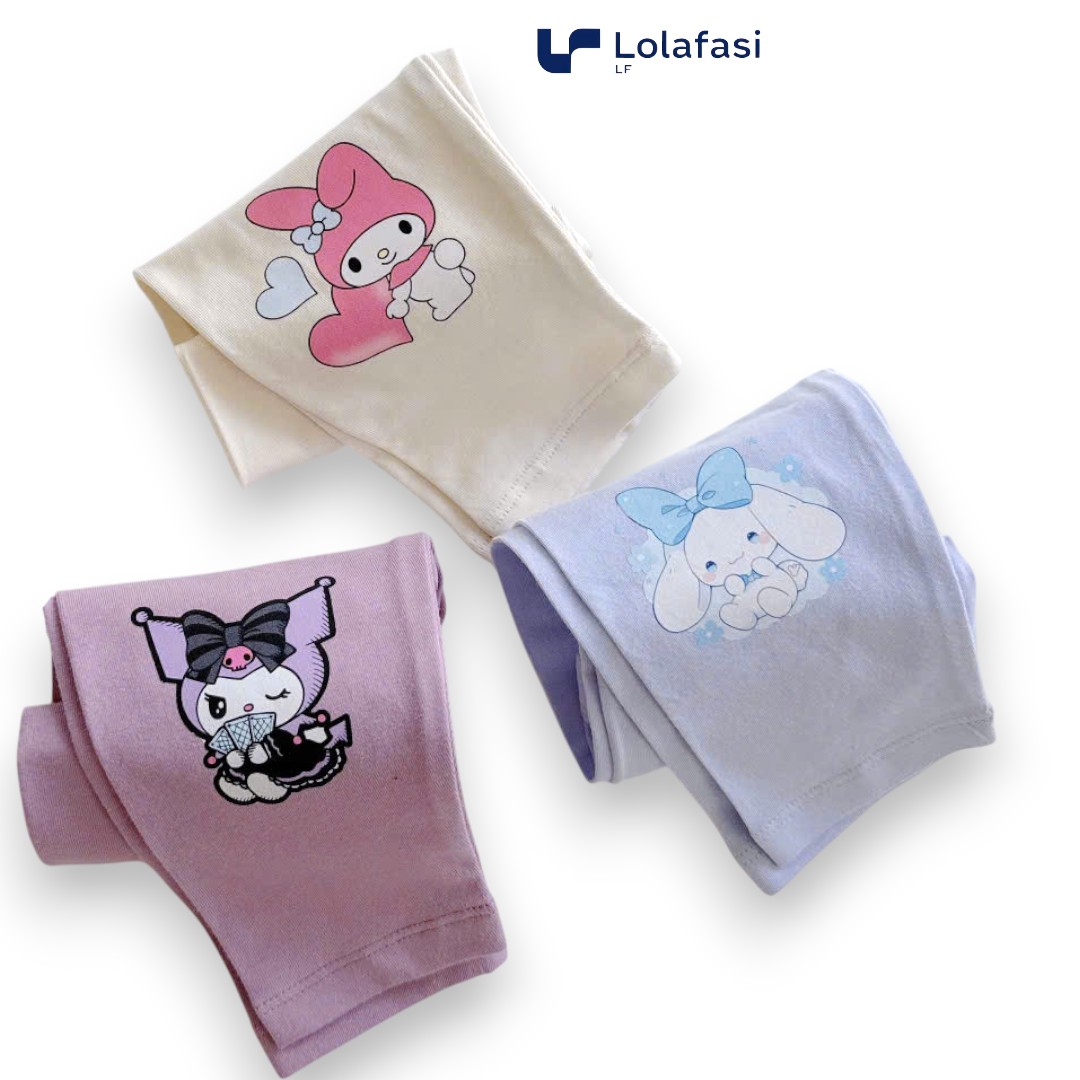 Quần legging Kuromi, My Melody, Cinnamoroll dễ thương cho bé gái 8kg - 27kg