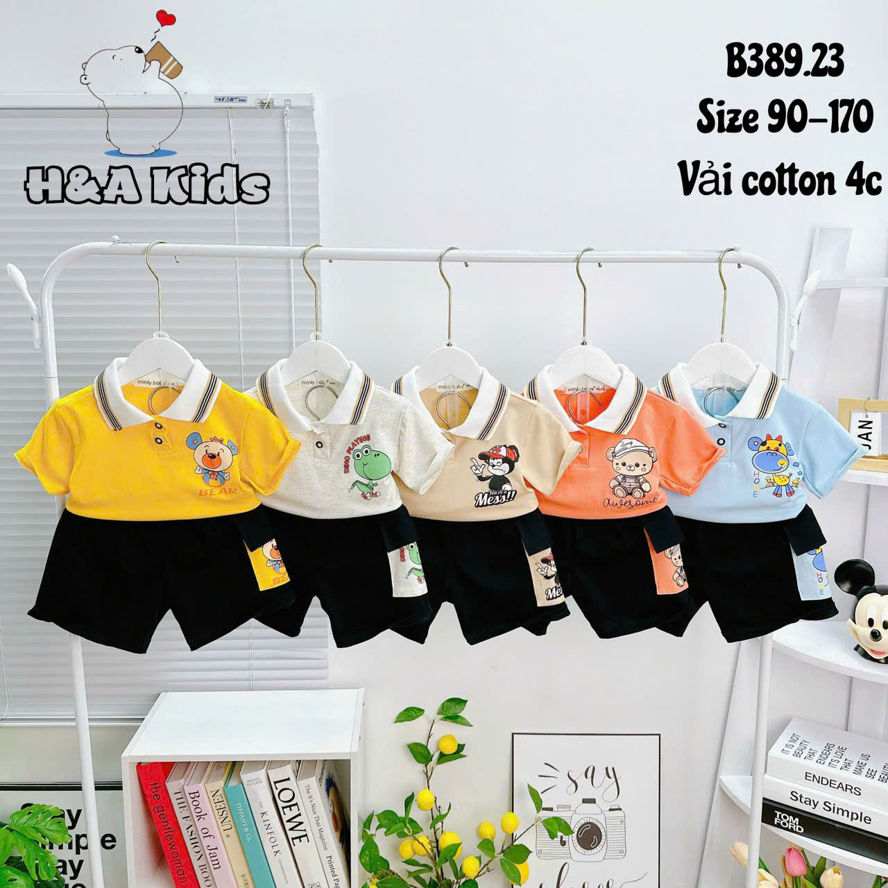 Bộ Thun Bé Trai, Set Polo Bé Trai Thun Cotton Áo In Hình Phối Quần Sọt Túi Nắp Cho Bé Trai 8kg -16kg, Lolafasi Shop