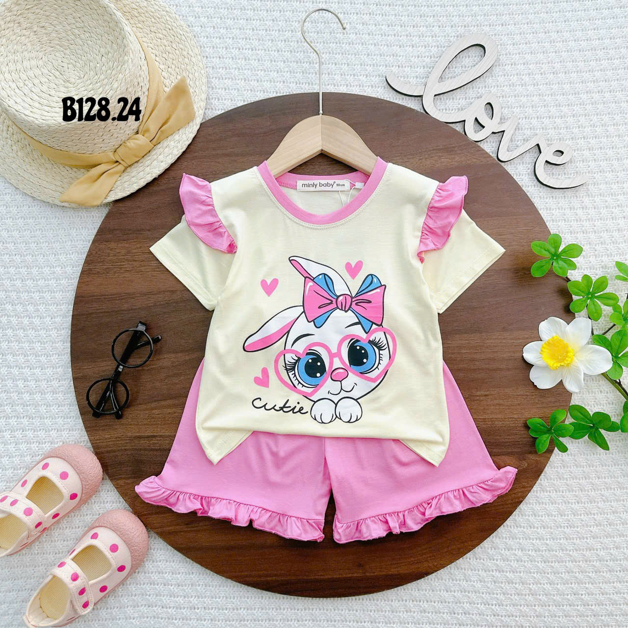 Bộ Thun Lạnh Bé Gái, Bộ Thun Lạnh Áo Cộc Tay In Họa Tiết Hoạt Hình Phối Quần Sọt Lai Bèo 6kg Đến 16kg, Lolafasi Shop
