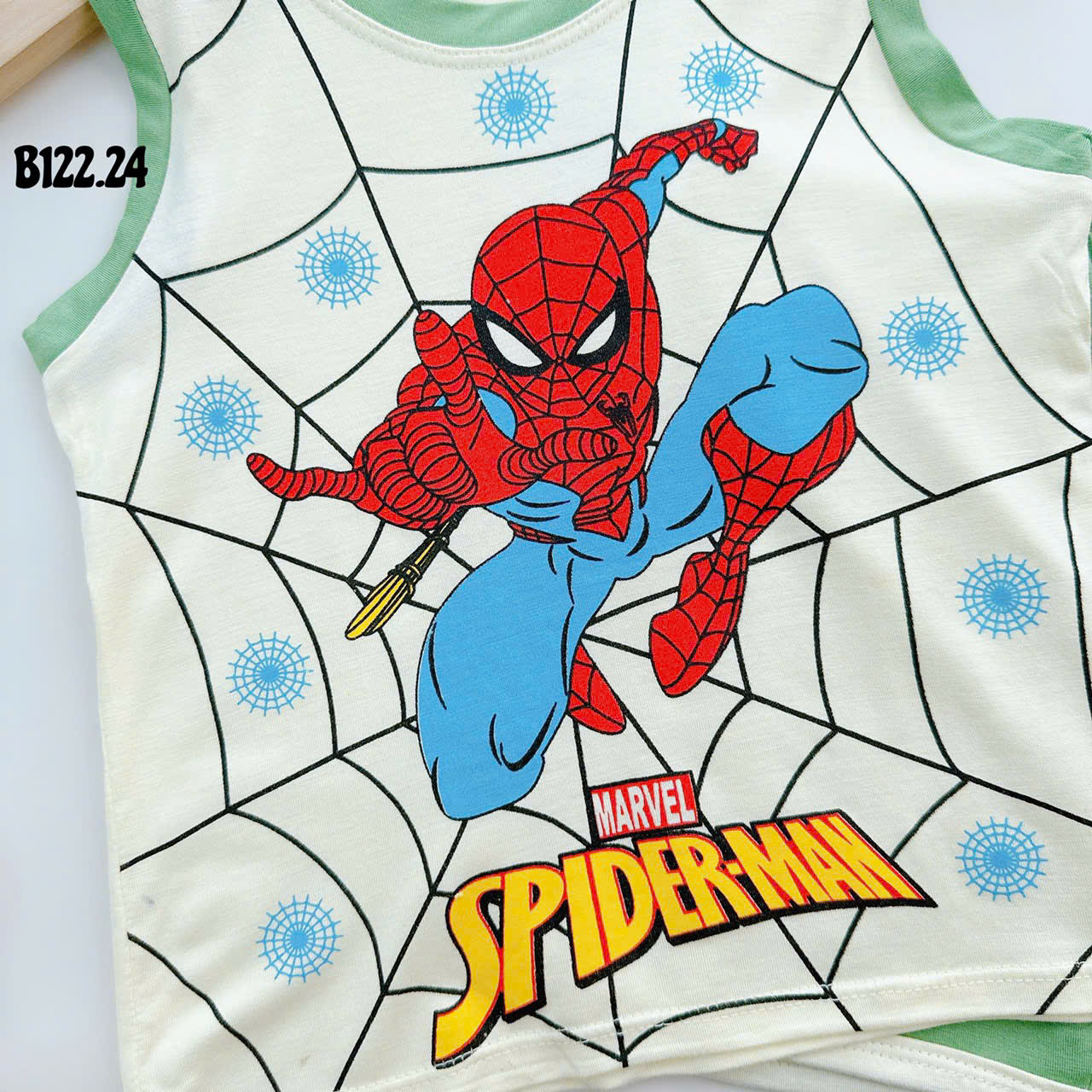 Bộ Thun Bé Trai, Bộ ba lỗ in hình Người Nhện Spiderman chất liệu thun lạnh cho bé từ 17 đến 28 kg, Lolafasi Shop Shop
