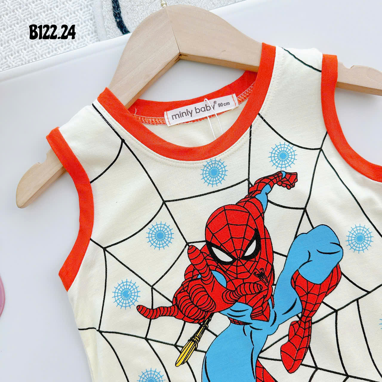 Bộ Thun Bé Trai, Bộ ba lỗ in hình Người Nhện Spiderman chất liệu thun lạnh cho bé từ 17 đến 28 kg, Lolafasi Shop Shop