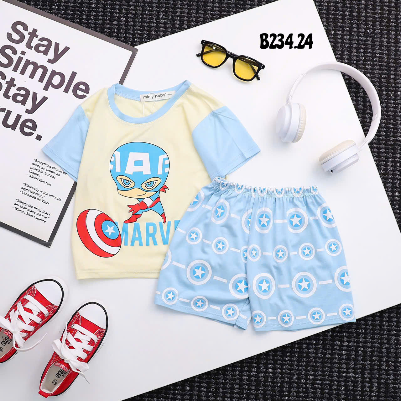 Bộ Thun Bé Trai, Bộ đồ thun lạnh bé trai Áo ngắn tay quần sọt in hoạt tiết 8kg đến 28kg, Lolafasi Shop