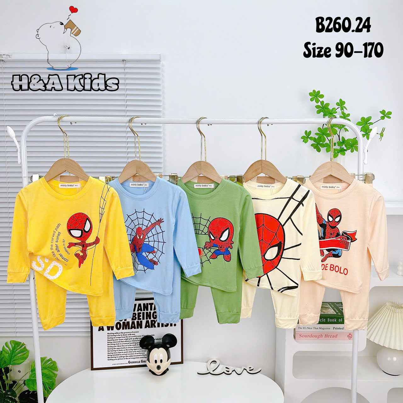 Bộ Thun Lạnh Bé Trai Spider Man, bộ dài tay cho bé trai từ 8kg đến 28kg, Lolafasi Shop