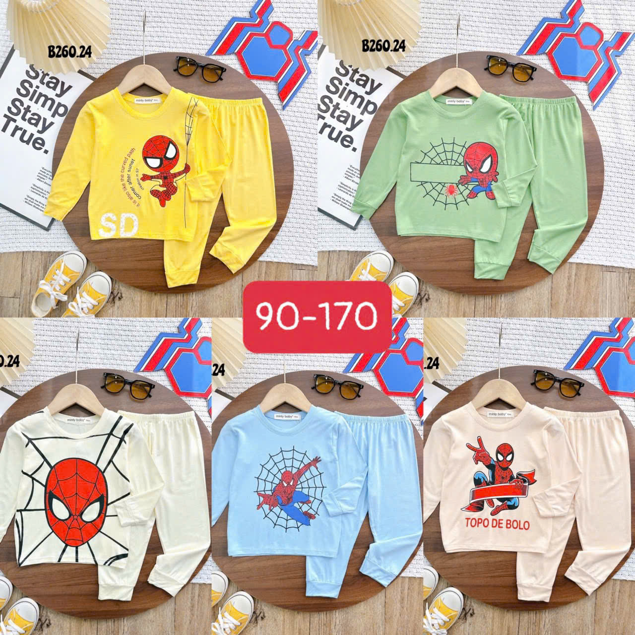 Bộ Thun Lạnh Bé Trai Spider Man, bộ dài tay cho bé trai từ 8kg đến 28kg, Lolafasi Shop