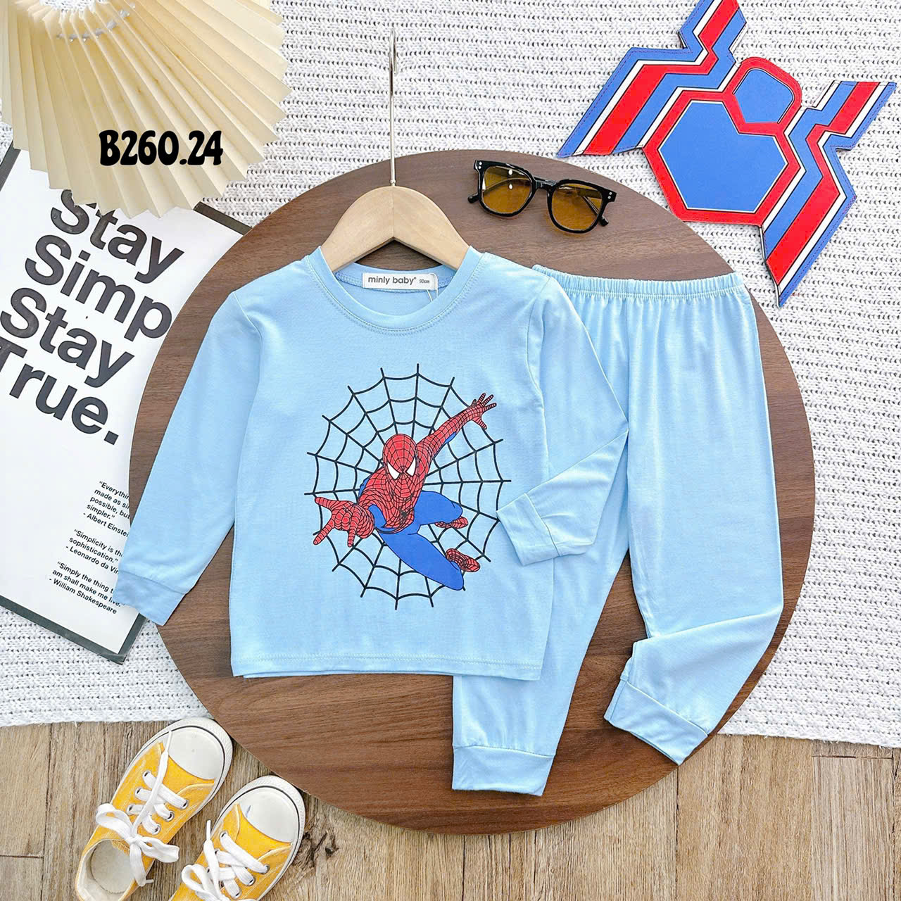 Bộ Thun Lạnh Bé Trai Spider Man, bộ dài tay cho bé trai từ 8kg đến 28kg, Lolafasi Shop