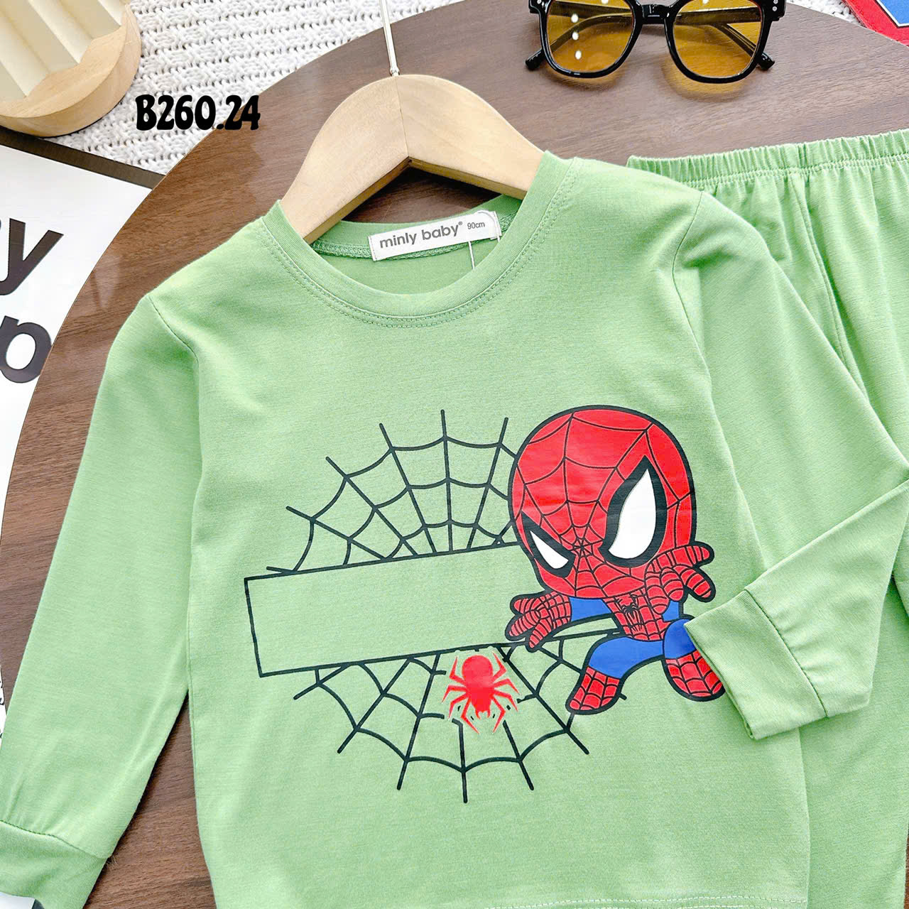 Bộ Thun Lạnh Bé Trai Spider Man, bộ dài tay cho bé trai từ 8kg đến 28kg, Lolafasi Shop