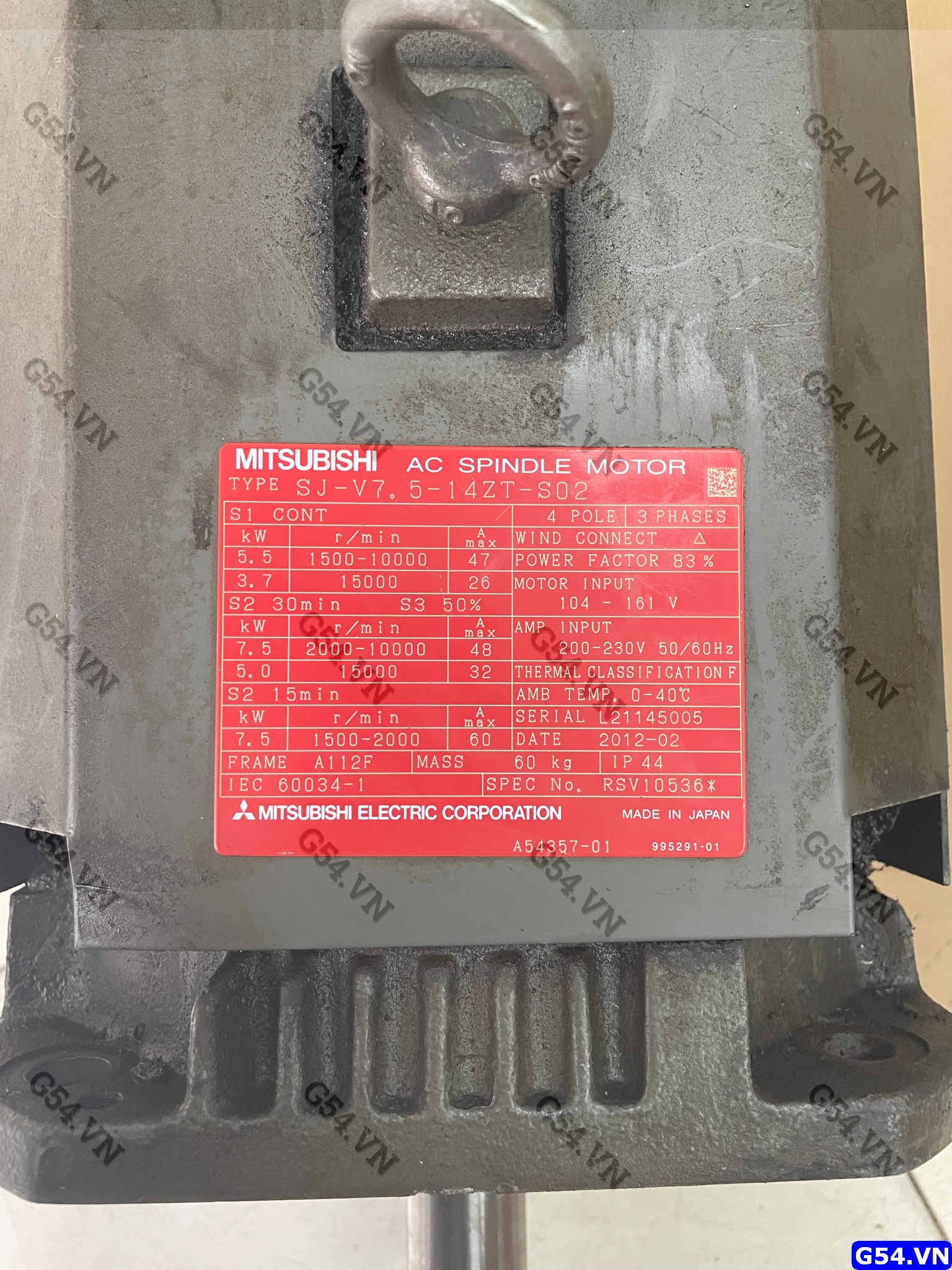 AC SPINDLE SJ-V7.5-14ZT-S02 (15000prm)