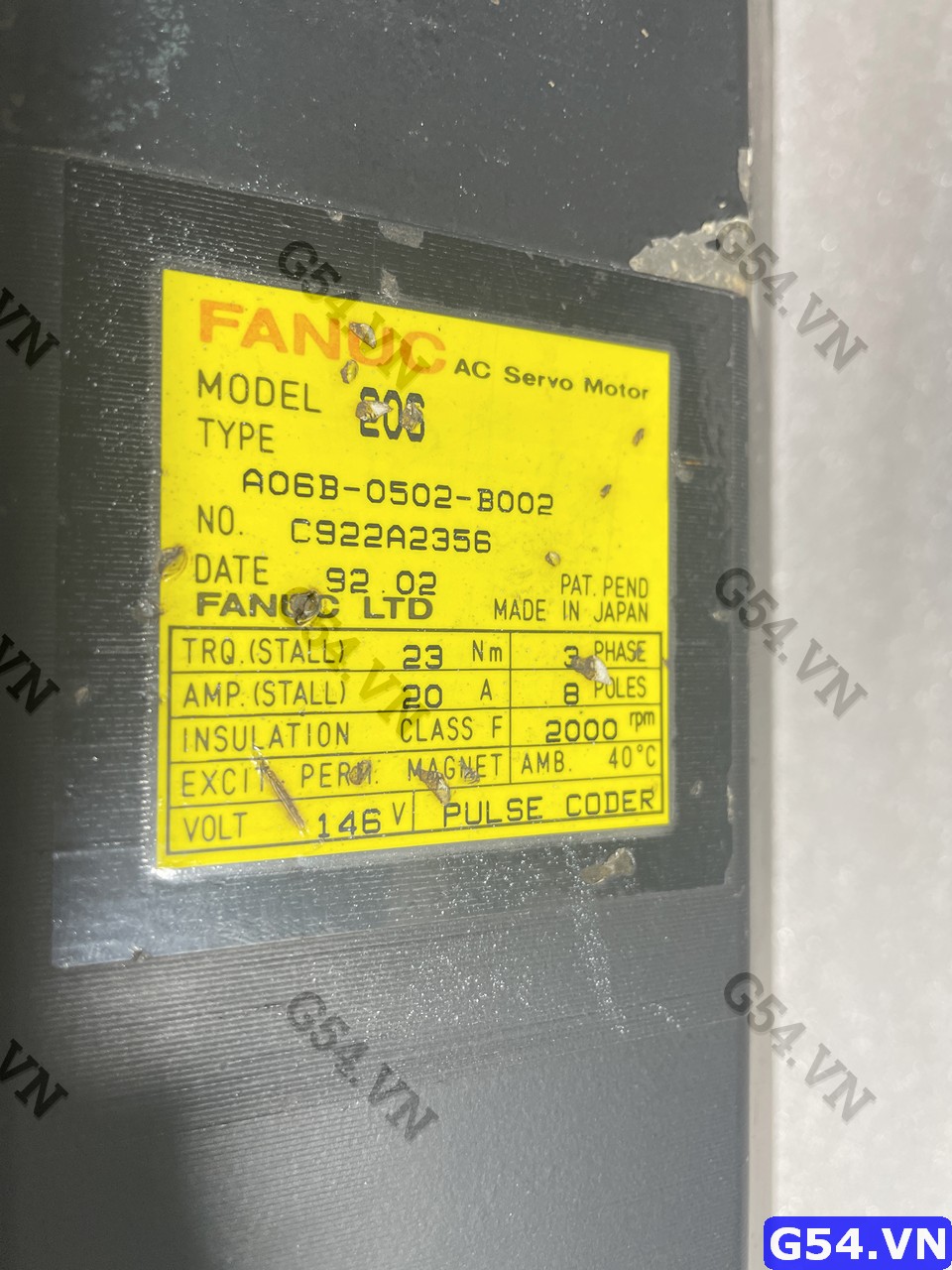 A06B-0502-B002 FANUC AC SERVO MOTOR MODEL 20S