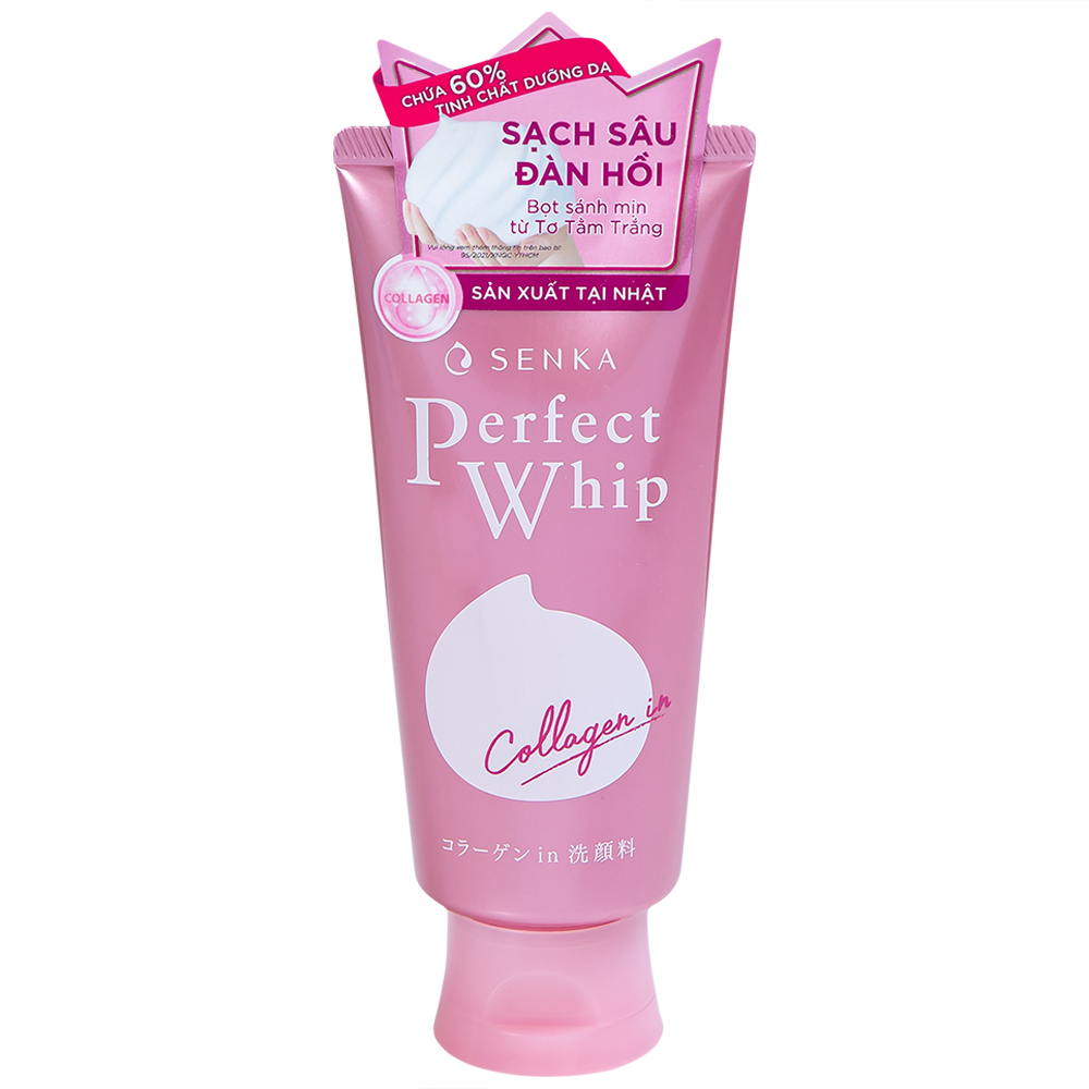 Sữa rửa mặt Collagen Senka Perfect Whip 120g (hồng mới)