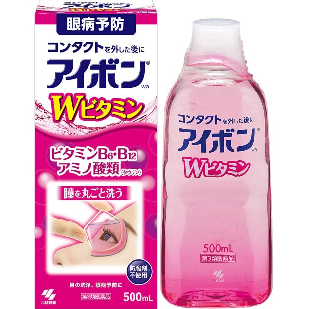 Nước rửa mắt Kobayashi Eyebon W Vitamin chai 500ml (5 loại) (Premium - Bổ sung Vitamin)