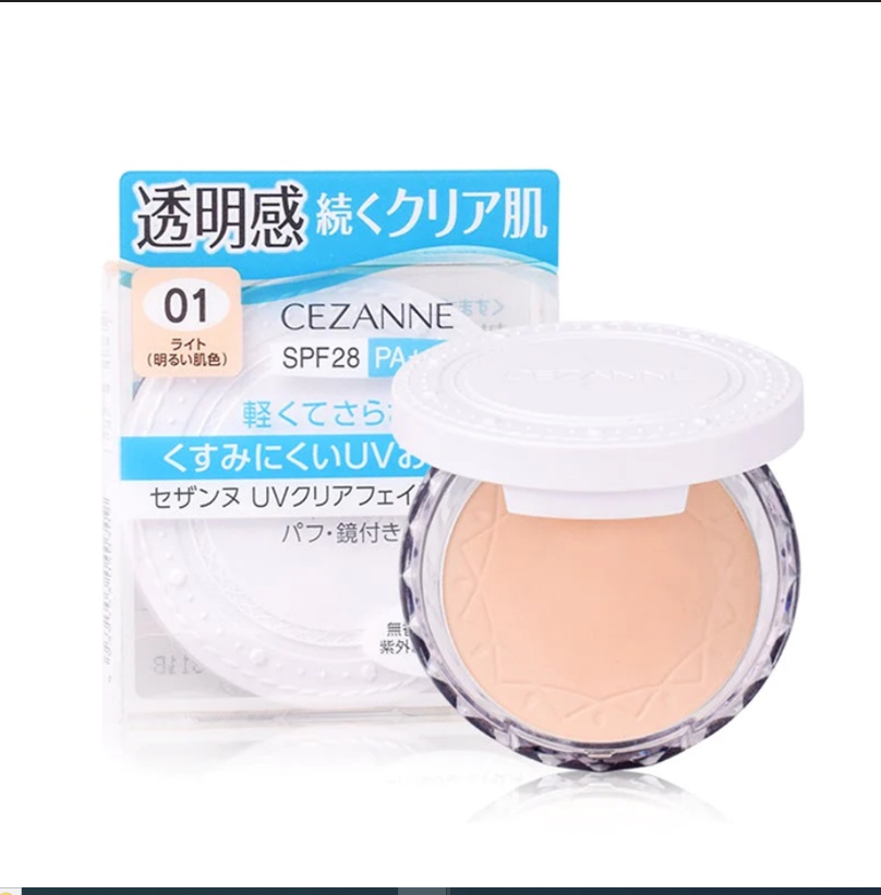 Phấn phủ Cezanne SPF 28 PA+++ điều chỉnh màu da, ngăn ngừa đổ dầu 10g (3 màu) (01 - Da sáng)