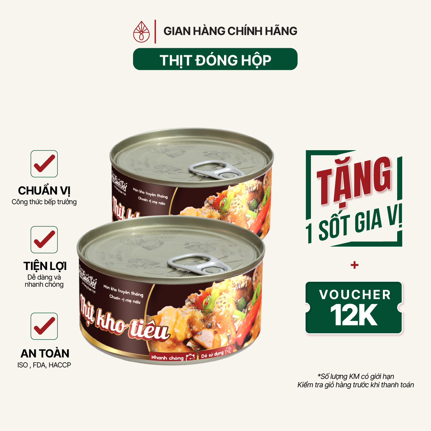 Thịt Kho Tiêu hộp 180 gram