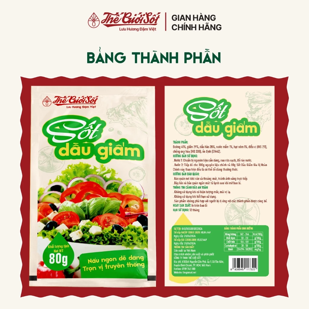 Sốt Dầu Giấm gói 80 gram