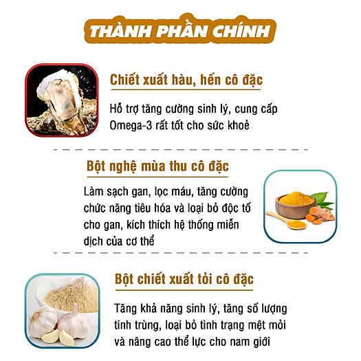 Tinh chất hàu tươi - tỏi - nghệ hỗ trợ tăng cường sinh lực nam Orihiro 180 viên