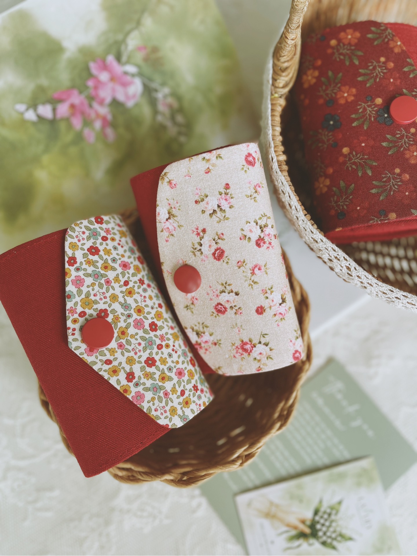 Ví Nhỏ Mộc Hoa Tone Đỏ