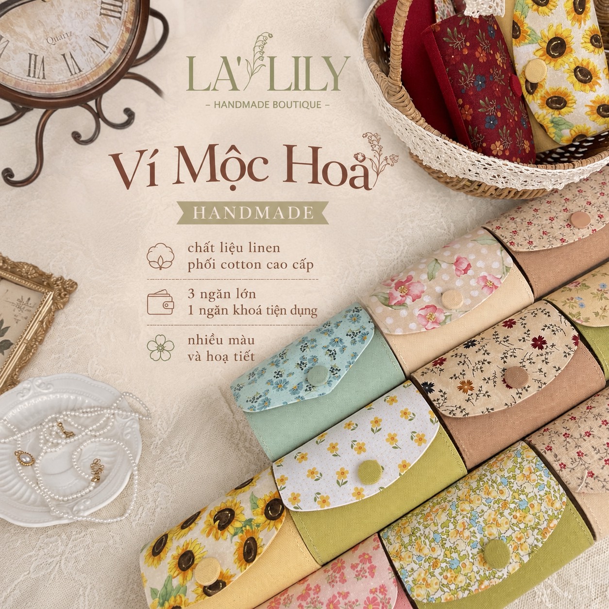 Ví nhỏ Mộc Hoa (mẫu mới)