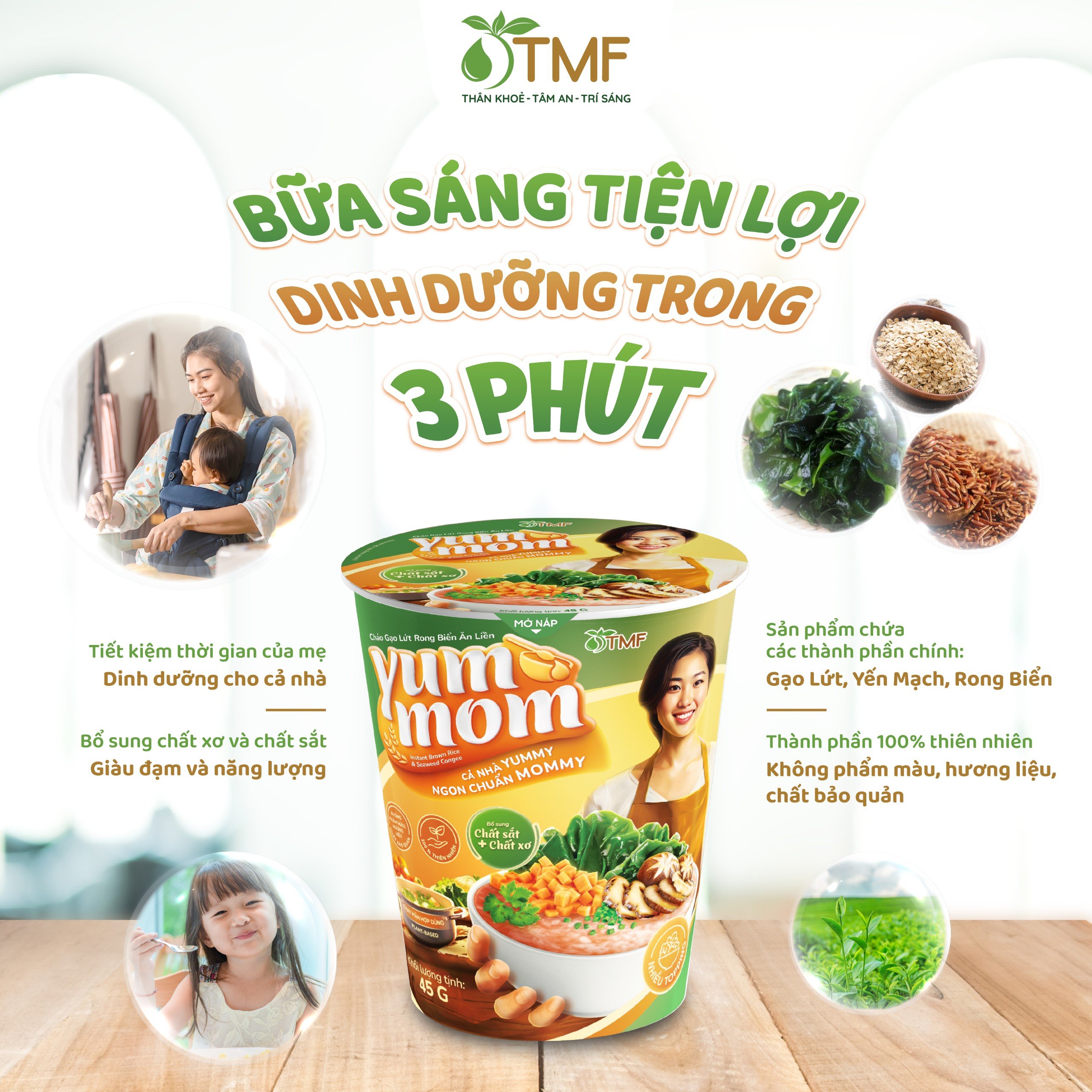Cháo Gạo Lứt Rong Biển Ăn Liền Yummom TMF