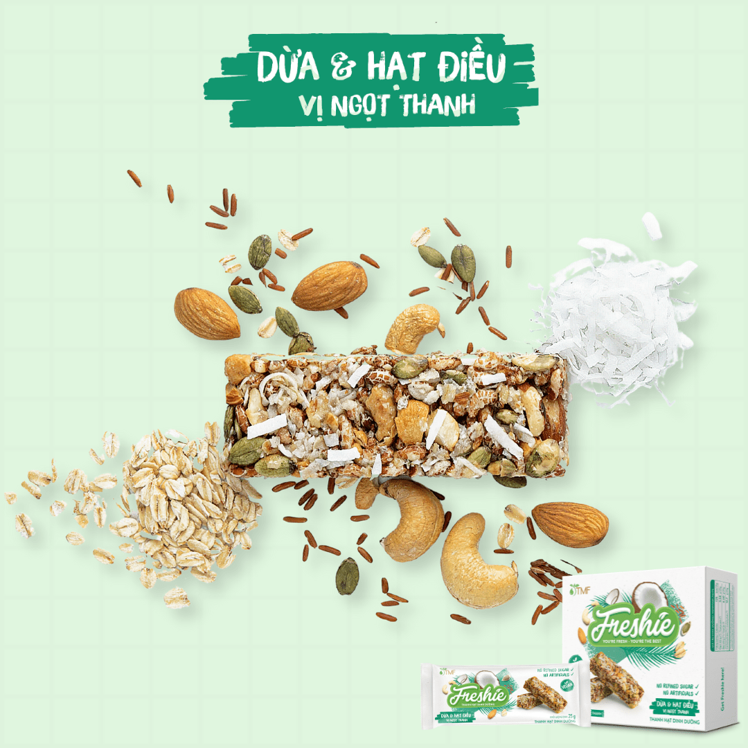 Thanh Hạt Dinh Dưỡng Freshie - Dừa & Hạt Điều TMF