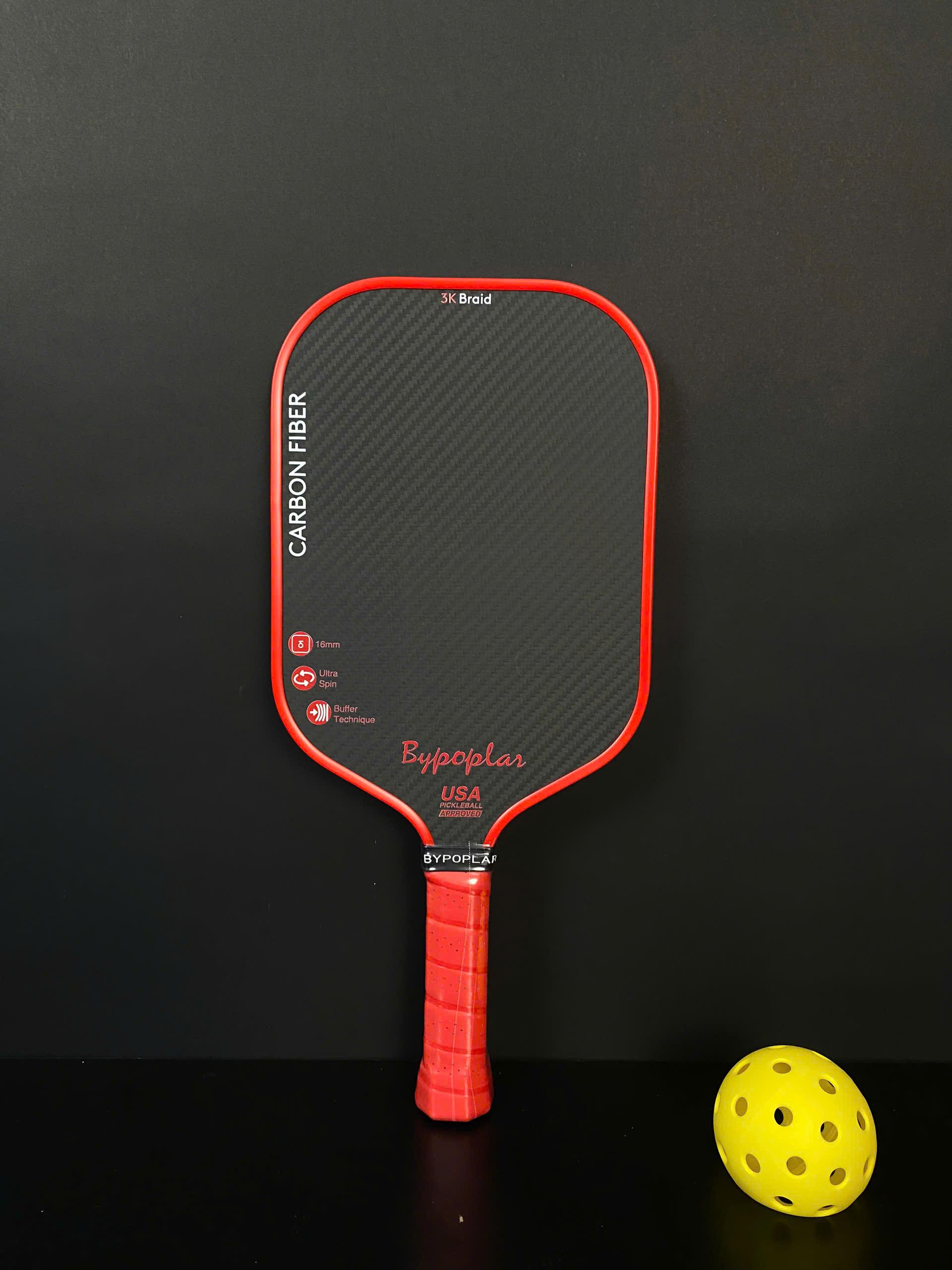 Vợt Pickleball 3k Braid Bypoplar Chính Hãng Chất Liệu Carbon Fiber Cao Cấp Bền Bỉ, Tặng 01 Túi Đựng, 01 Tẩy, 01 Quấn Cán, Bảo Hành 3 Tháng - NTS,Vợt Pickleball, Sports,Thể Thao,Carbon