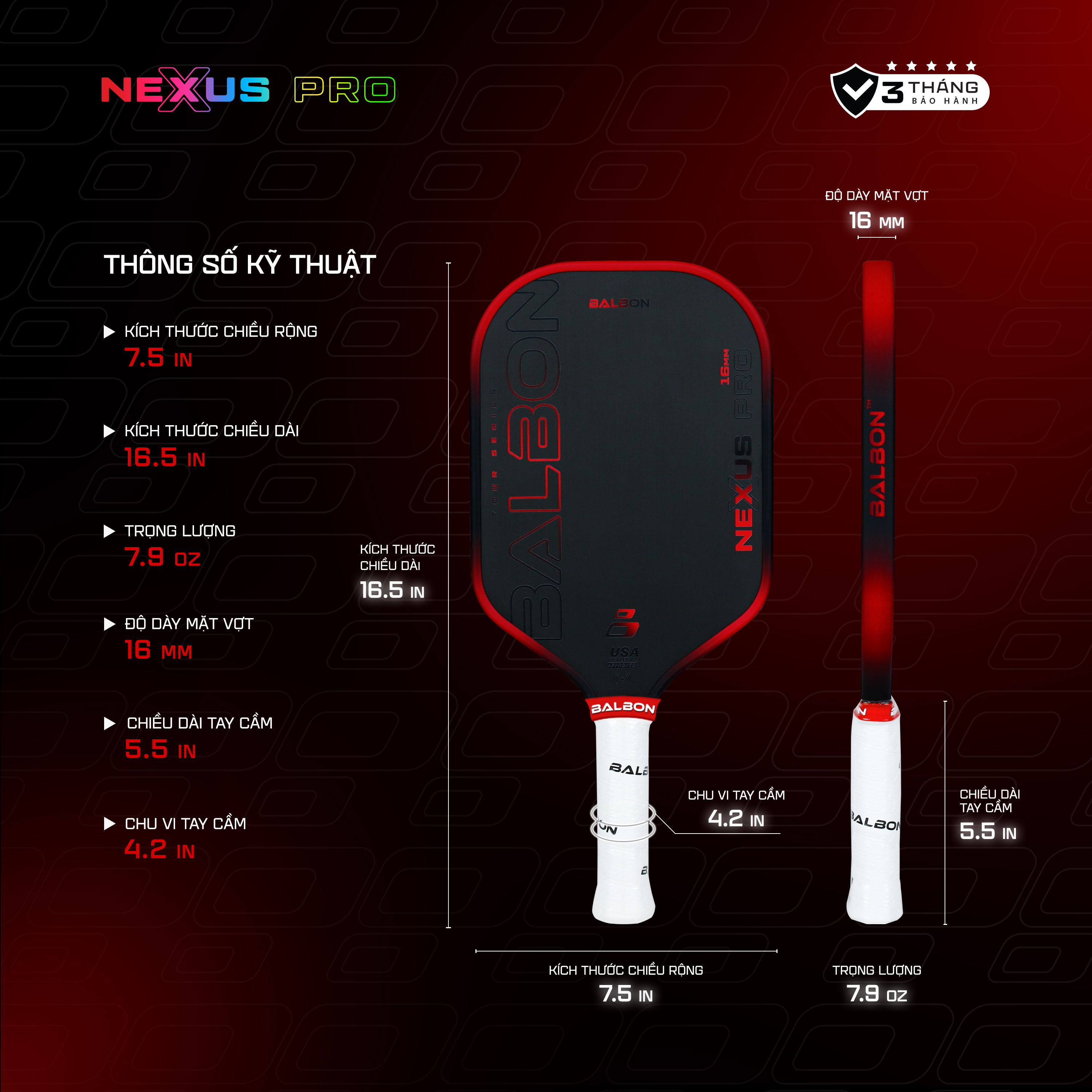 Vợt Pickleball Balbon Nexus Pro Phiên Bản Mới Nhất