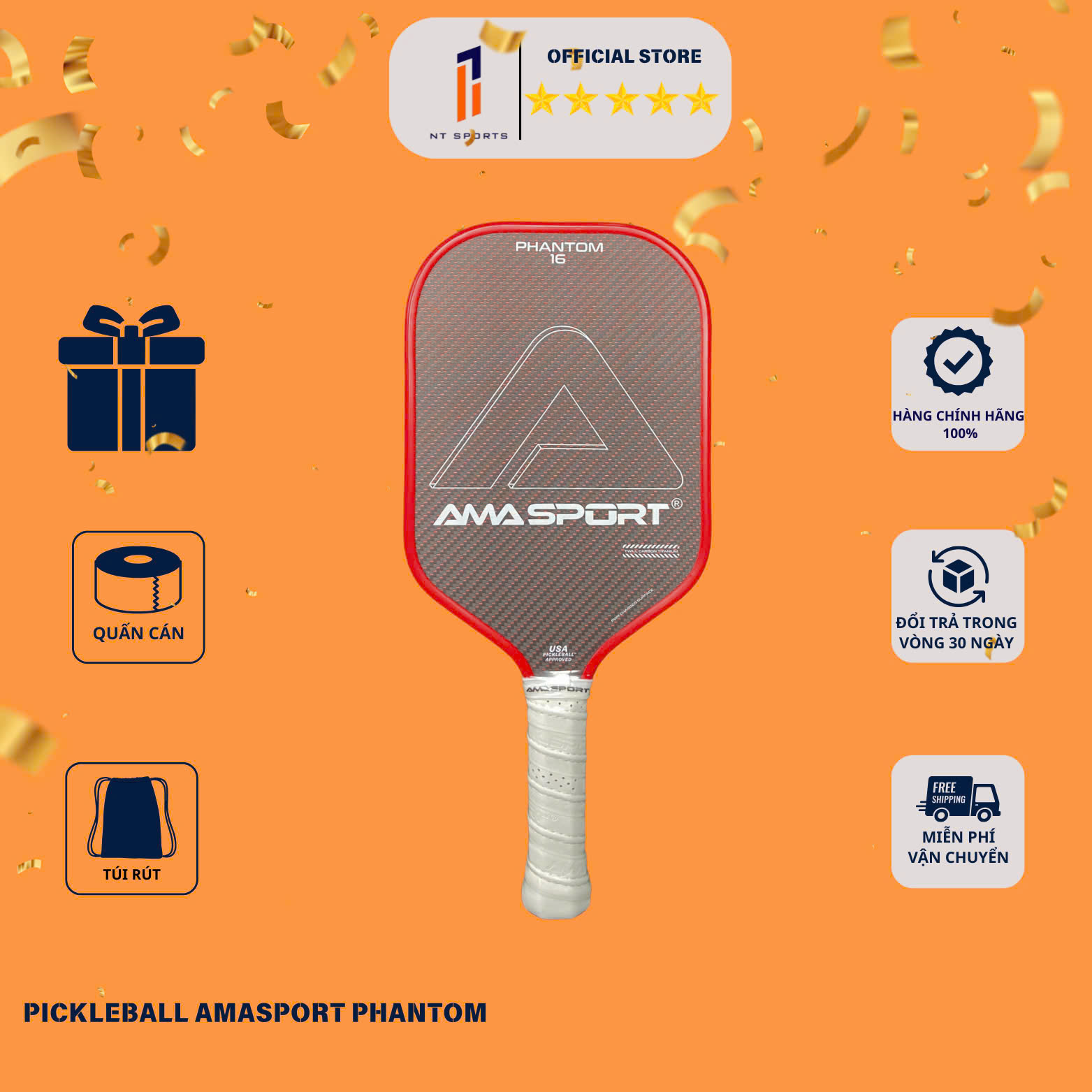 Vợt Pickleball Ama Sports Phan-tom Chính Hãng Cao Cấp