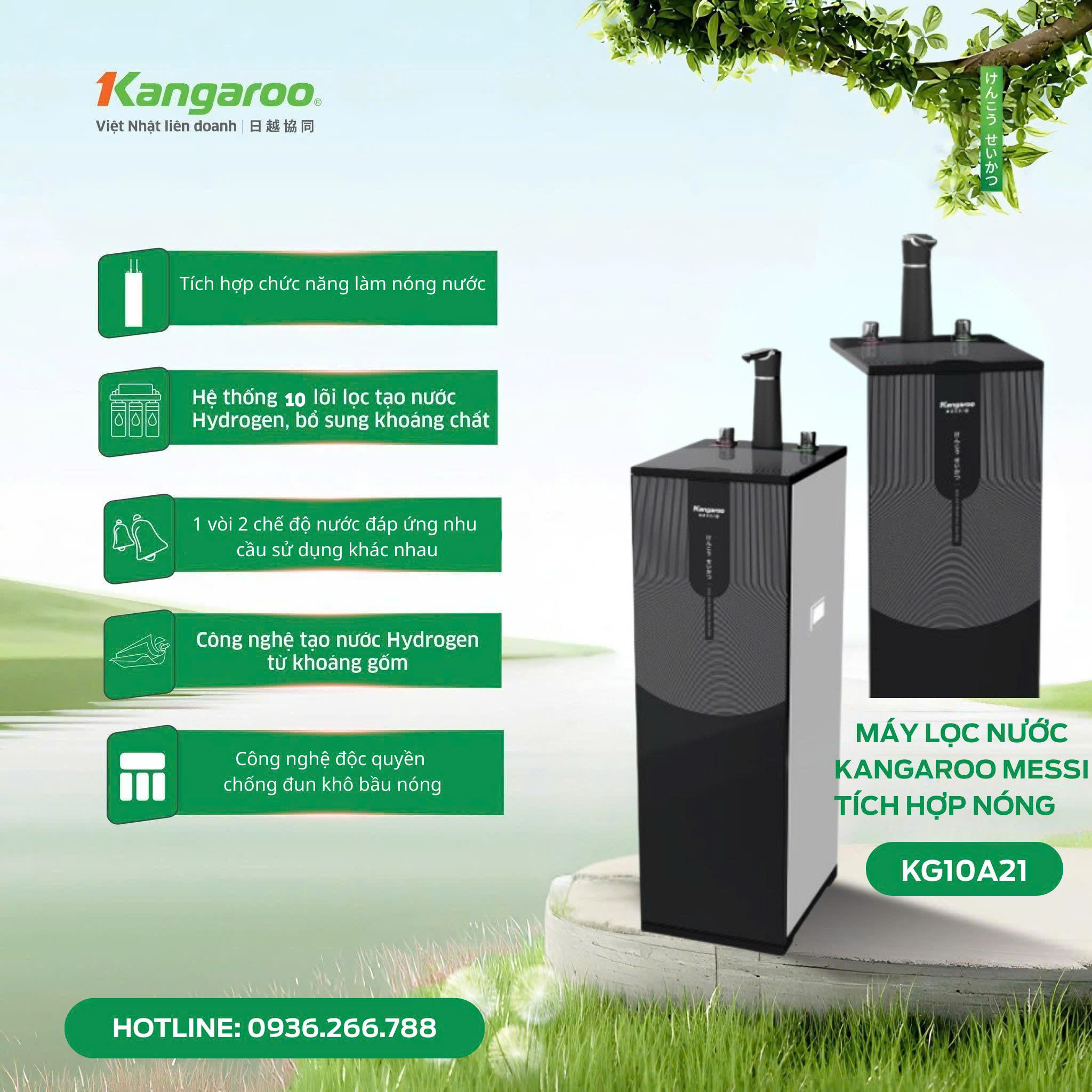 Máy Lọc Nước Nóng Nguội Kangaroo Messi KG10A21 – 10 Lõi