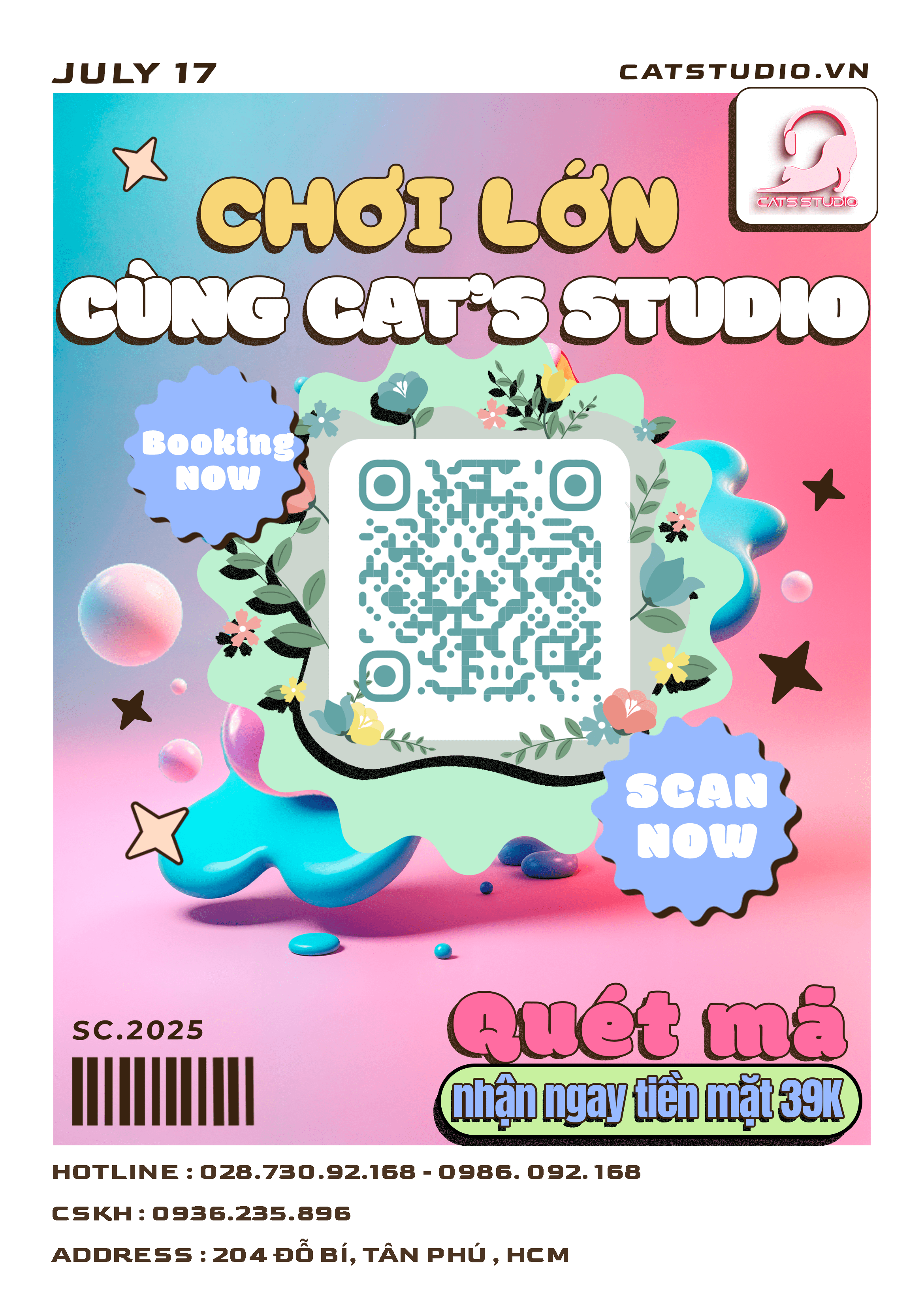 🎉 CHƠI LỚN CÙNG CAT’S STUDIO – NHẬN TIỀN MẶT CỰC DỄ! 🎉