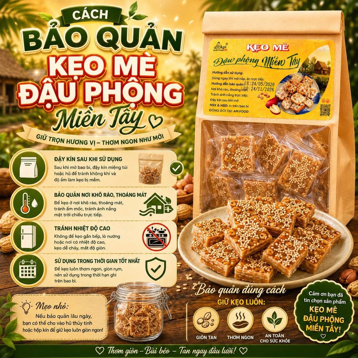 Kẹo Mè Xửng Đậu Phộng Miền Tây 500gr