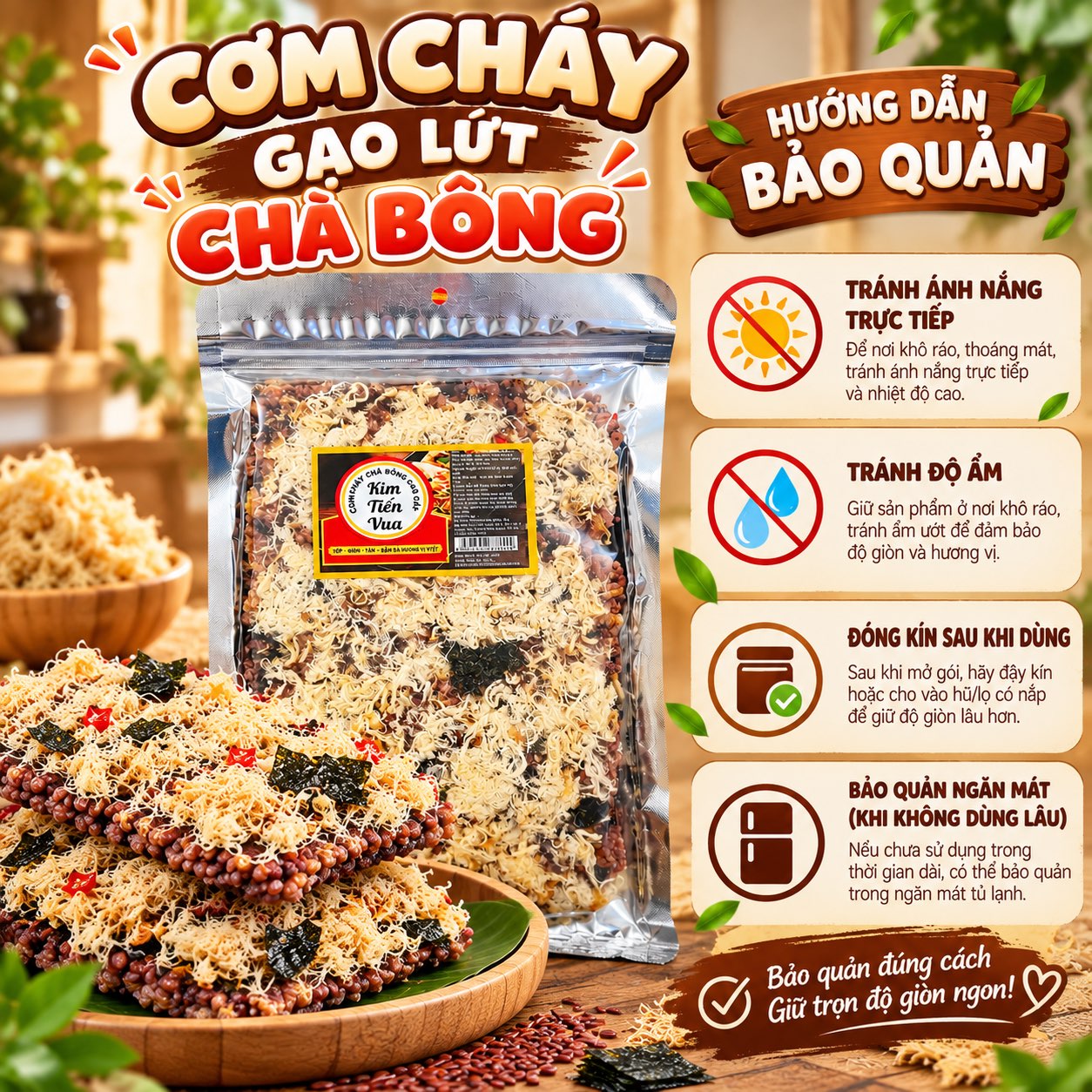 Cơm Cháy GẠO LỨT Chà Bông Kim Tiến Vua - Giòn Rụm, Đậm Vị, Ngon Khó Cưỡng