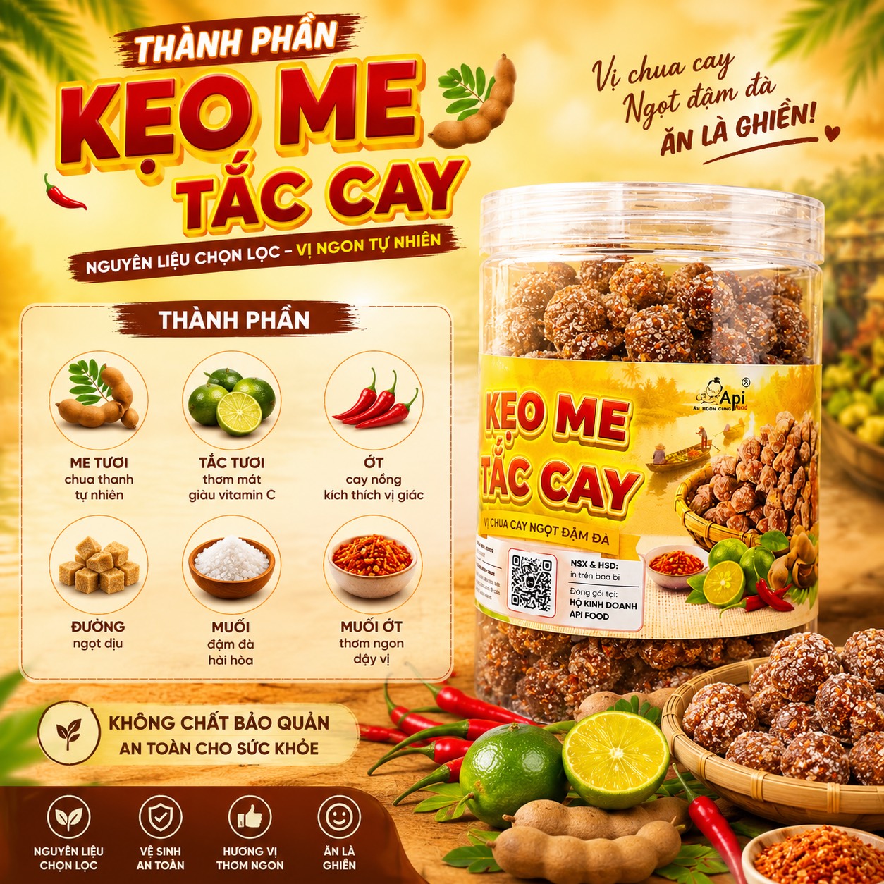 Kẹo Me Tắc Chua Cay Mặn Ngọt 500gr