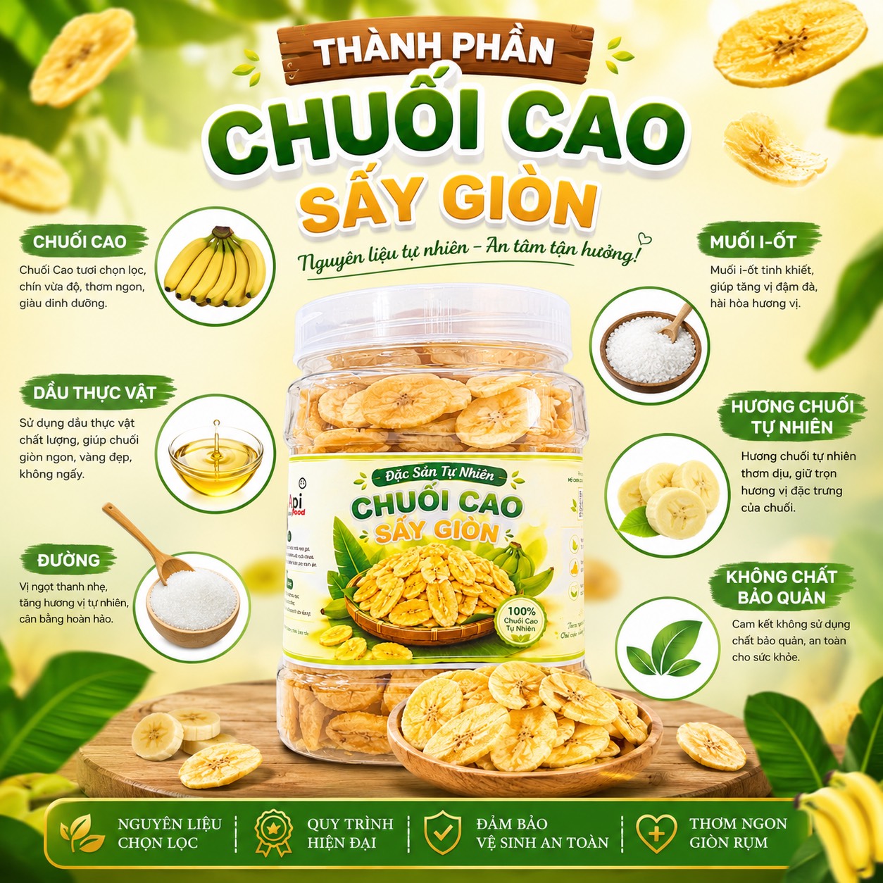 Chuối Cao Sấy Giòn 400gr - Giòn Tan Tự Nhiên, Ngọt Lành Mỗi Ngày