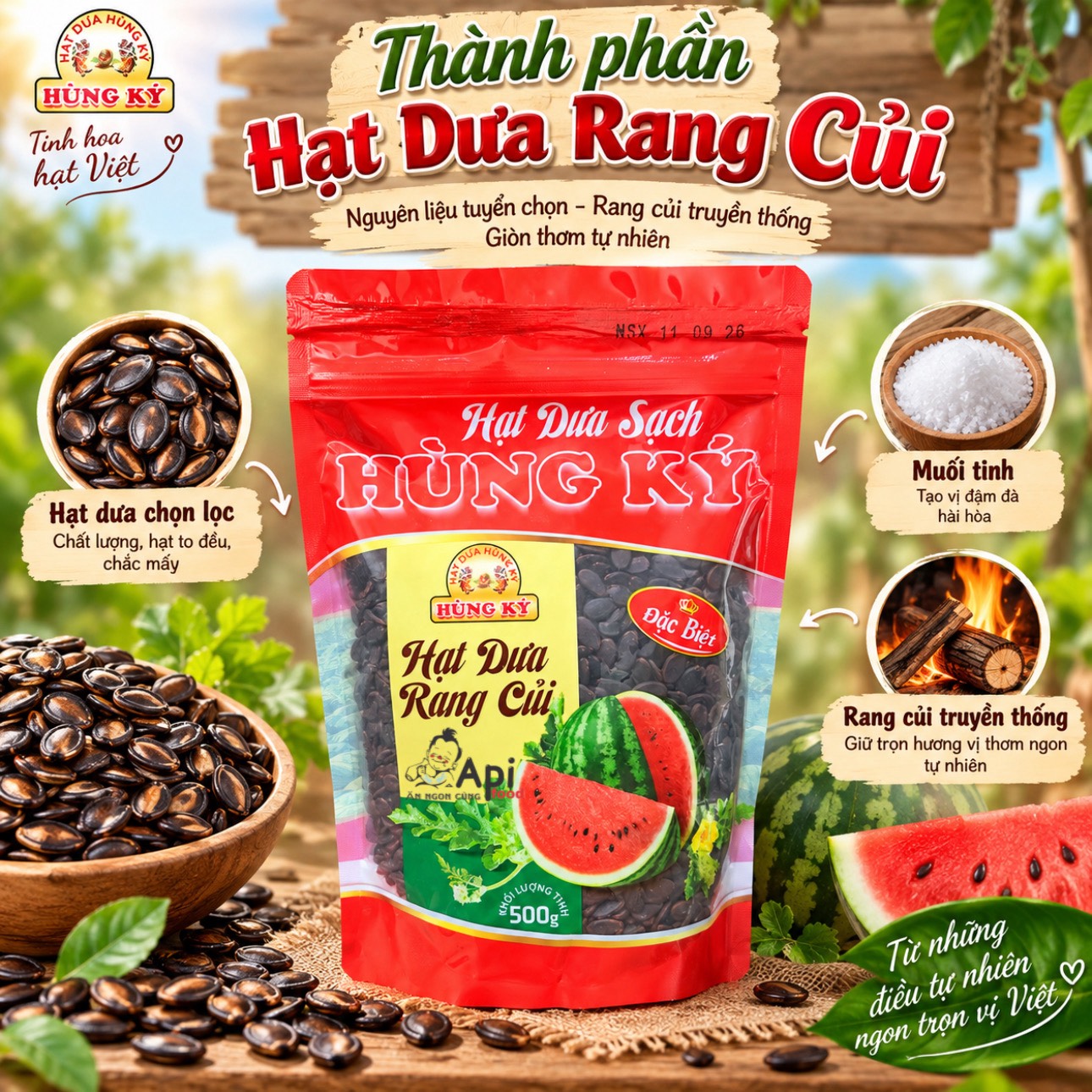 Hạt Dưa Rang Củi Hùng Ký 500gr ( Loại Đặc Biệt )