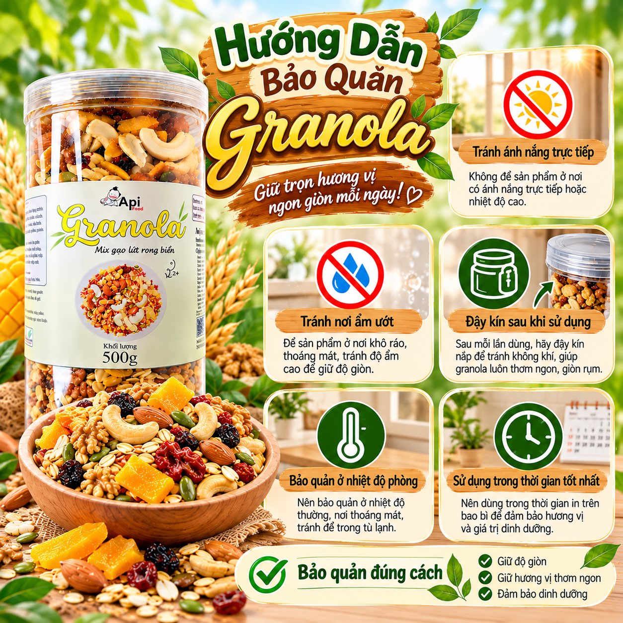 Ngũ Cốc Dinh Dưỡng Ăn Liền Granola Mix Gạo Lứt 500gr
