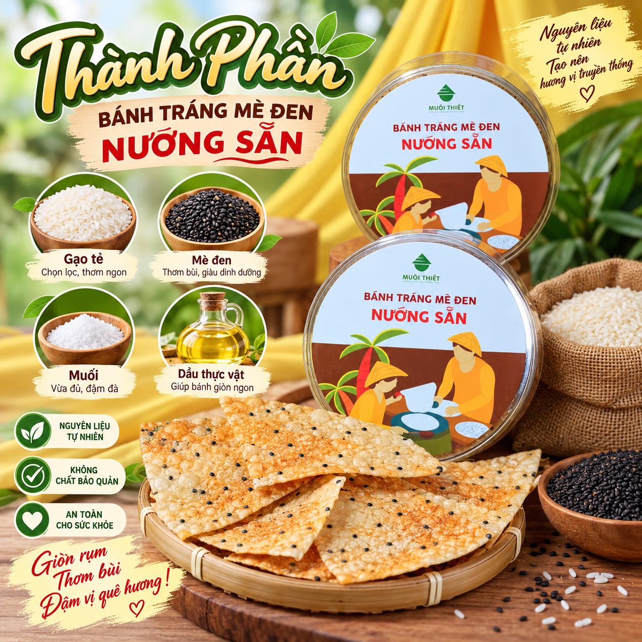Bánh Phồng Mè Đen Nướng Sẵn ( Hộp 10 Cái )