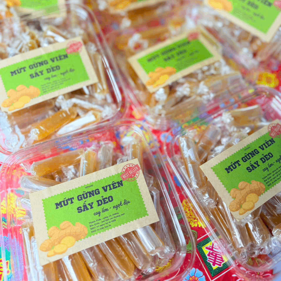 Mứt Gừng Viên Sấy Dẻo 500gr - Cay Ấm, Ngọt Dịu