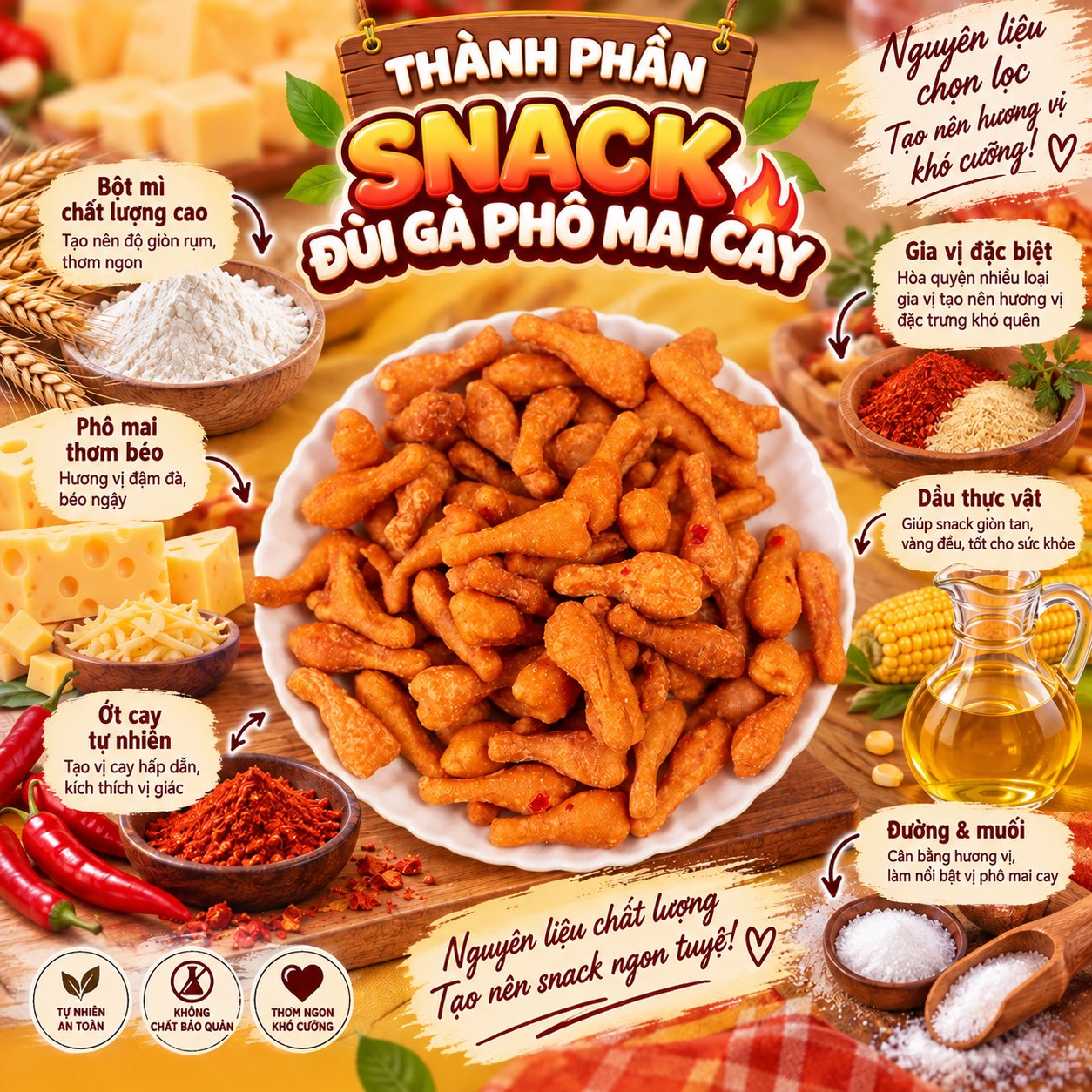 Snack Đùi Gà Cay Phô Mai 400gr