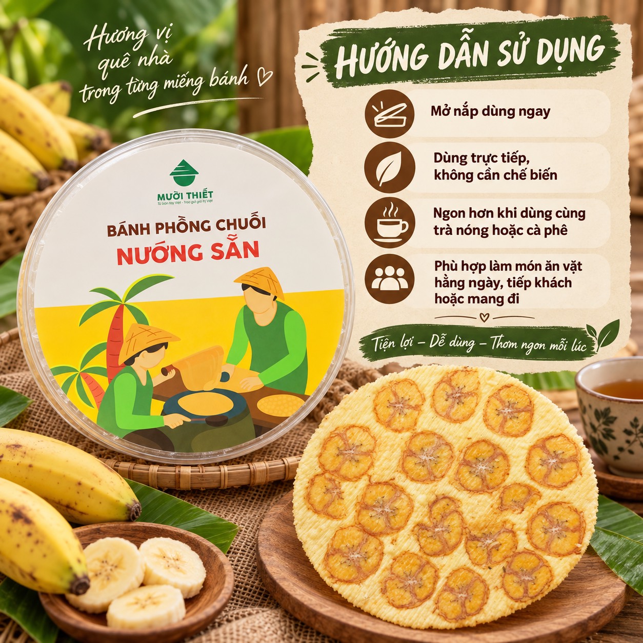 Bánh Phồng Chuối Nướng Sẵn ( Hộp 10 Cái )