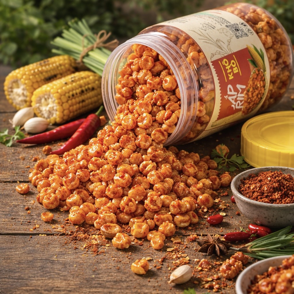 Bắp Rim Khô Bò Giòn Rùm Rụm Siêu Ngon - Ăn Vặt Api Food